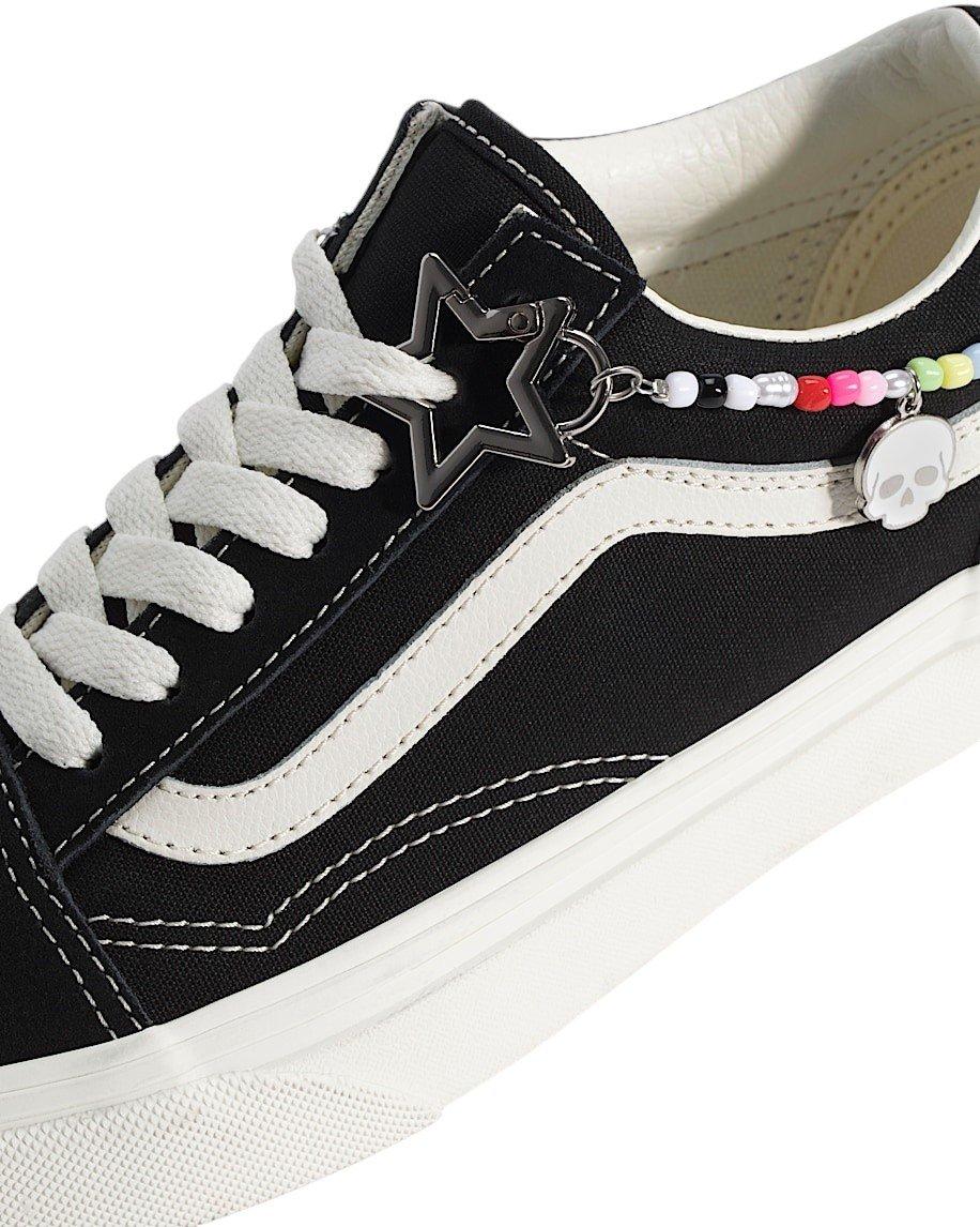 Vans Old Skool Charms "Black/White" Grade School Girls' Shoe - BLACK/WHITE