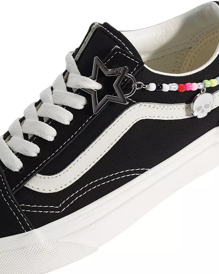Vans Old Skool Charms "Black/White" Grade School Girls' Shoe - BLACK/WHITE