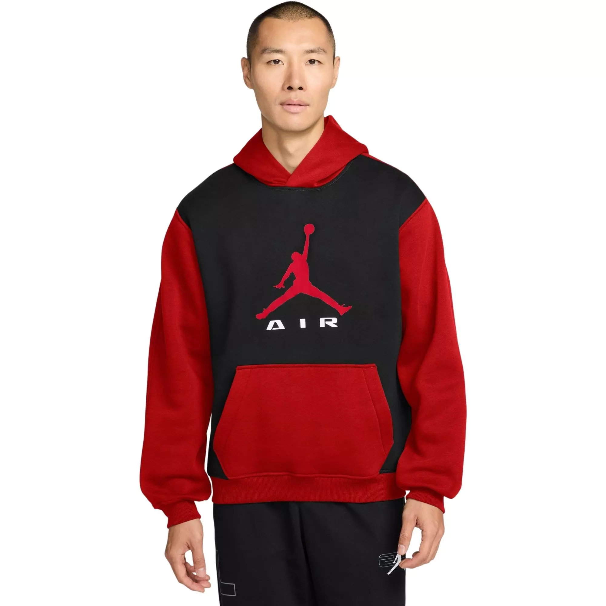 Jordan Men's Brooklyn Fleece Pullover Hoodie-Black/Red - BLACK/RED