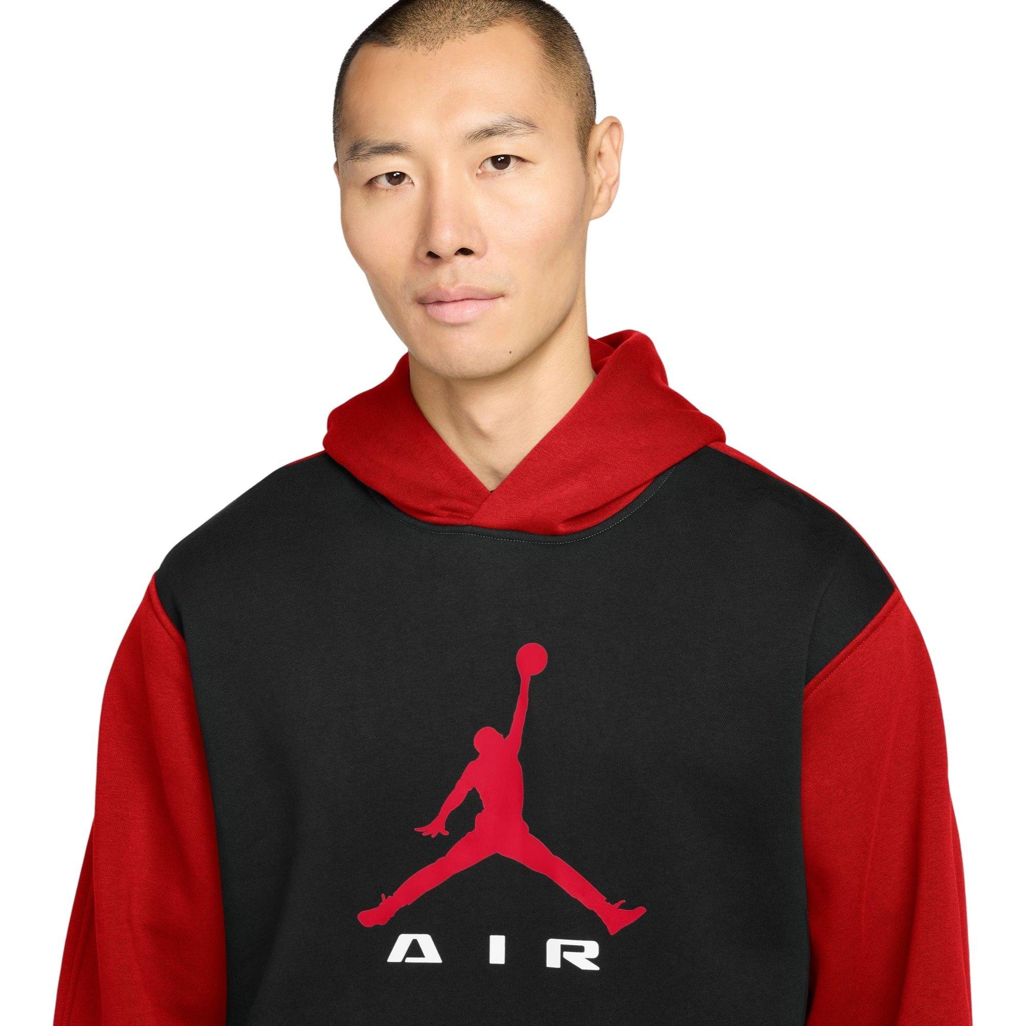 Jordan Men's Brooklyn Fleece Pullover Hoodie-Black/Red - BLACK/RED