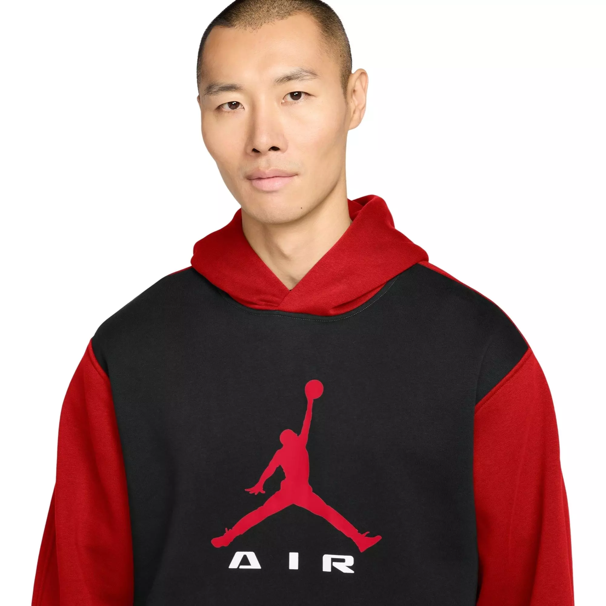 Jordan Men's Brooklyn Fleece Pullover Hoodie-Black/Red - BLACK/RED