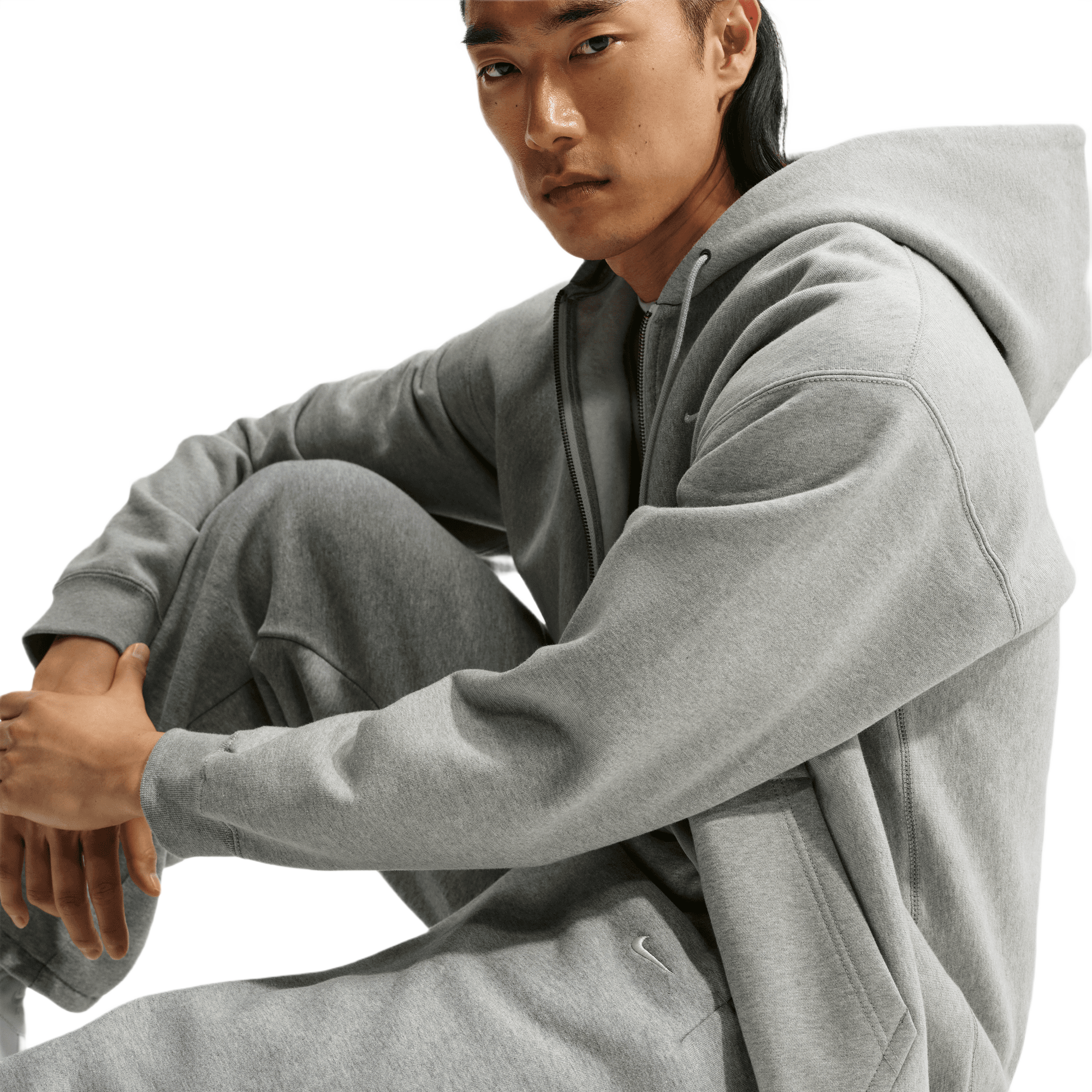 Nike Men's Solo Swoosh Bungee Pants - GREY Thumbnail View 6