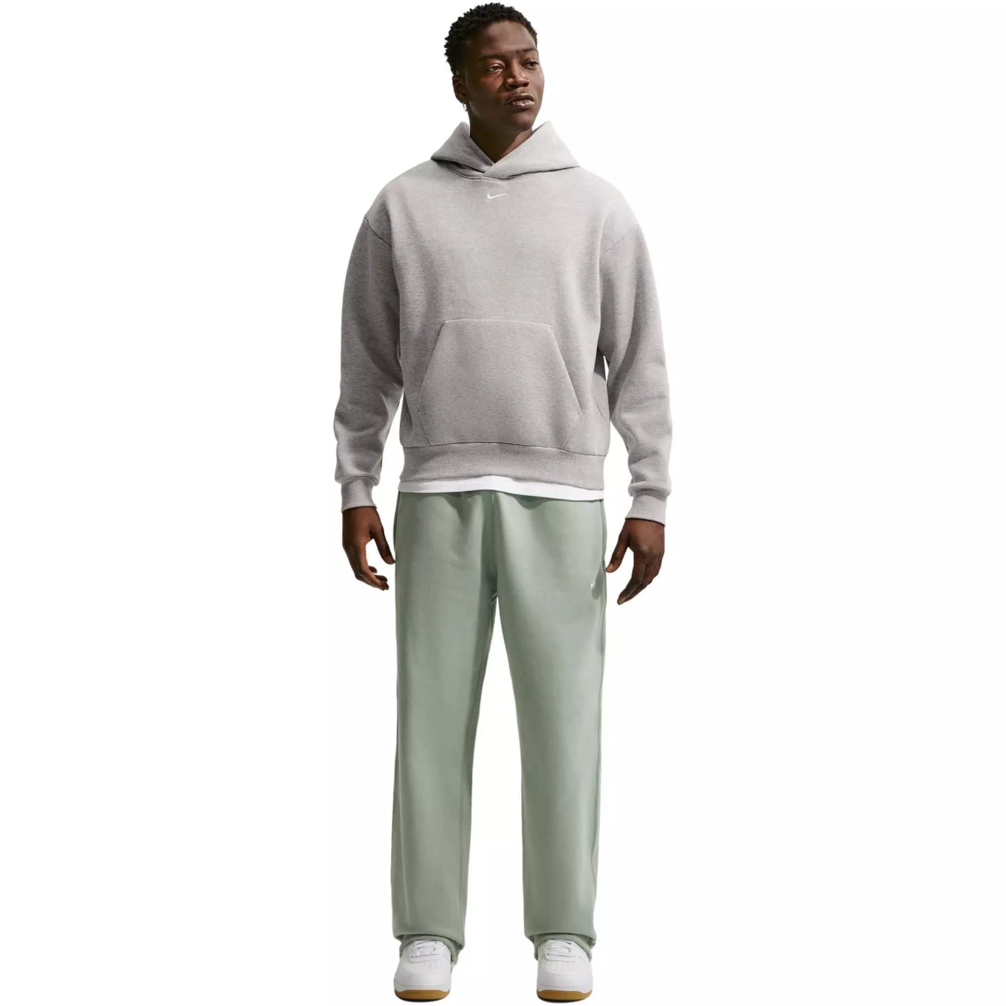 Nike Men's Solo Swoosh Fleece Pullover Hoodie - Grey - GREY