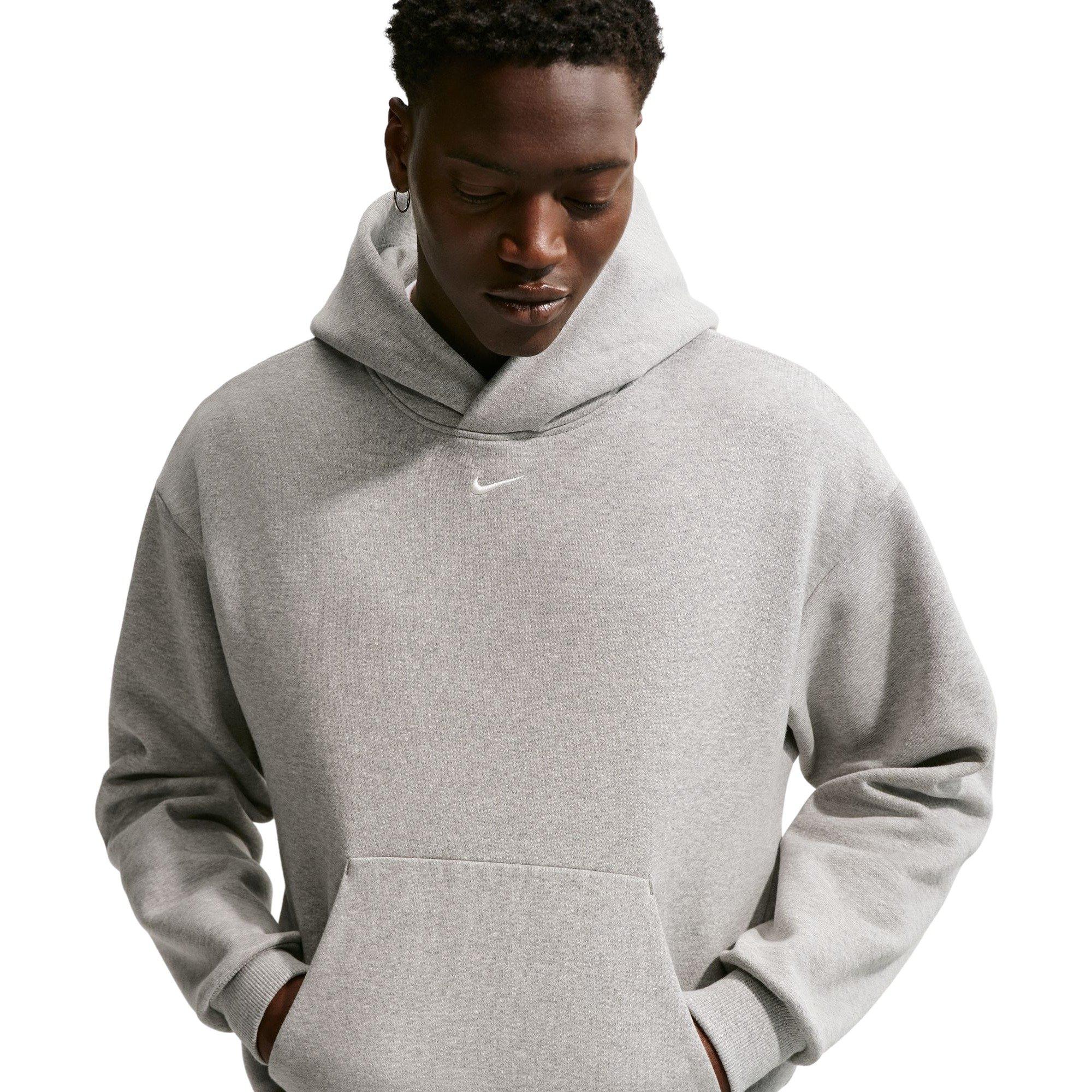 Nike Men's Solo Swoosh Fleece Pullover Hoodie - Grey - GREY Thumbnail View 3