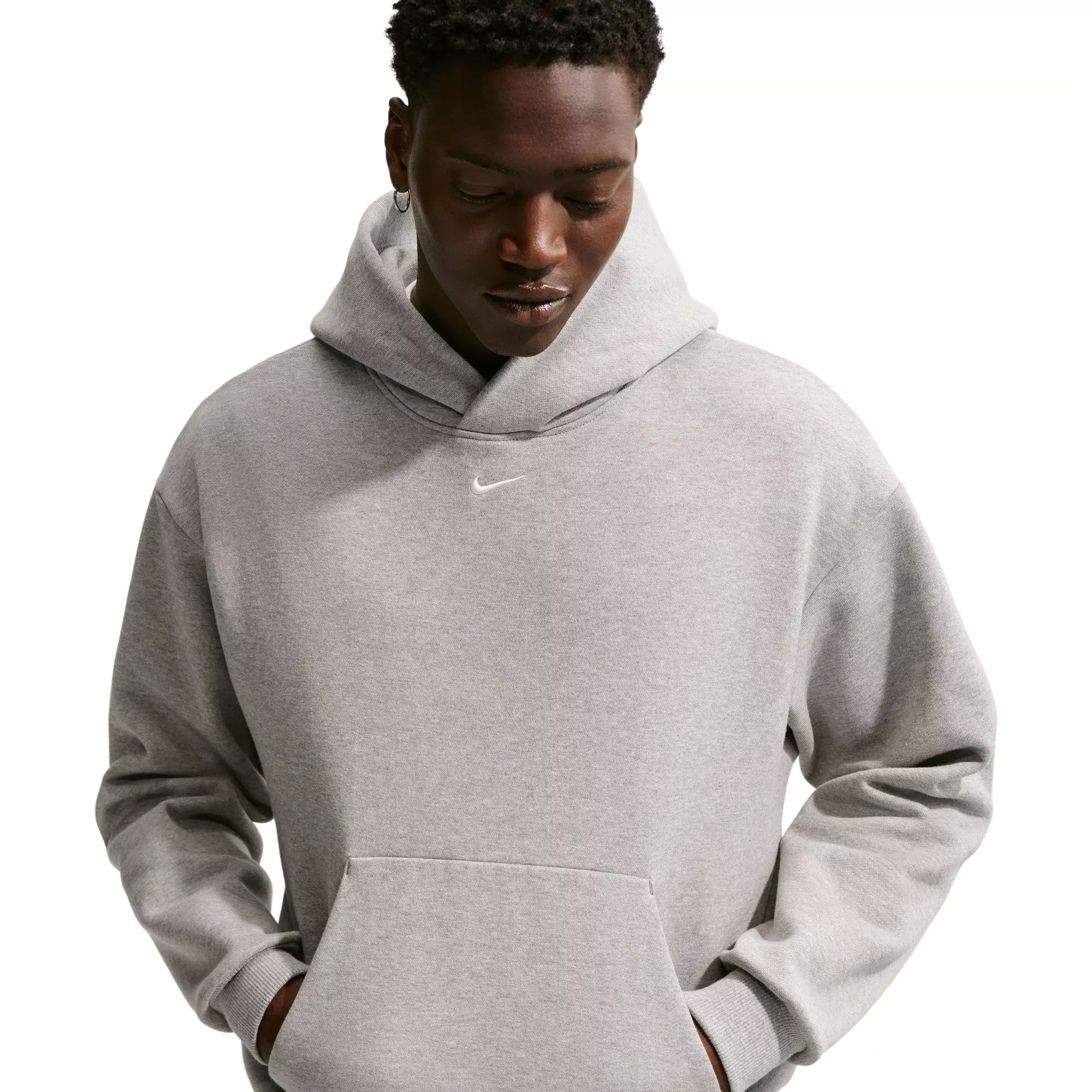 Nike Men's Solo Swoosh Fleece Pullover Hoodie - Grey - GREY