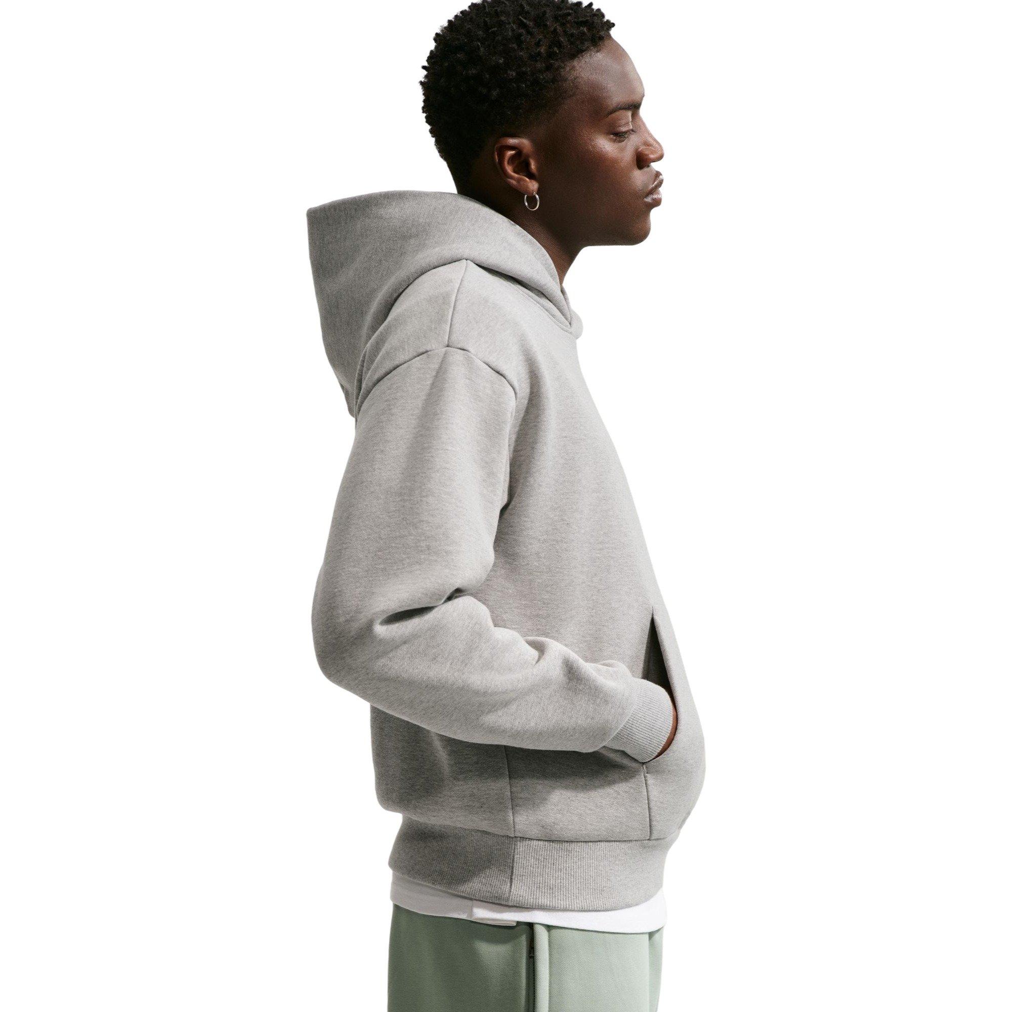 Nike Men's Solo Swoosh Fleece Pullover Hoodie - Grey - GREY Thumbnail View 4