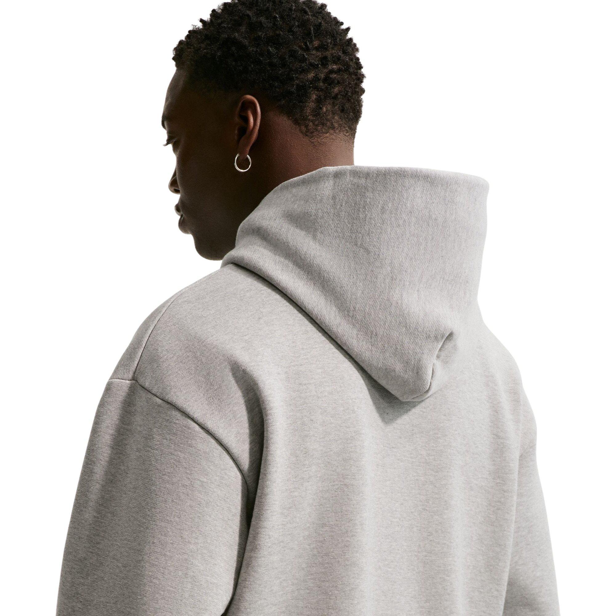 Nike Men's Solo Swoosh Fleece Pullover Hoodie - Grey - GREY Thumbnail View 5