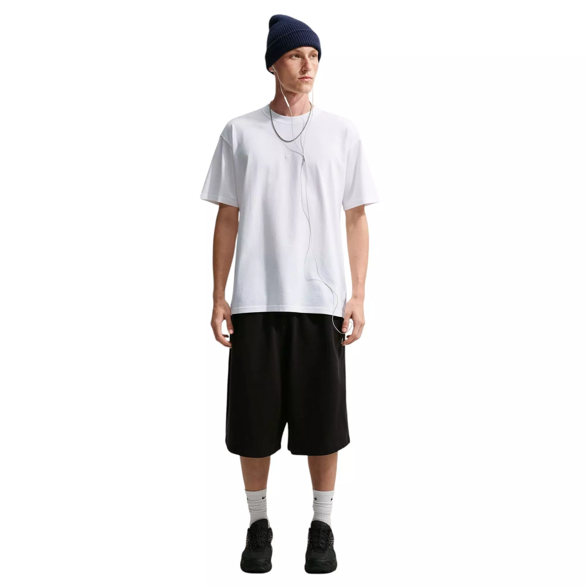 Nike Men's Sportswear Solo Swoosh Tee - White/Black - WHITE/BLACK