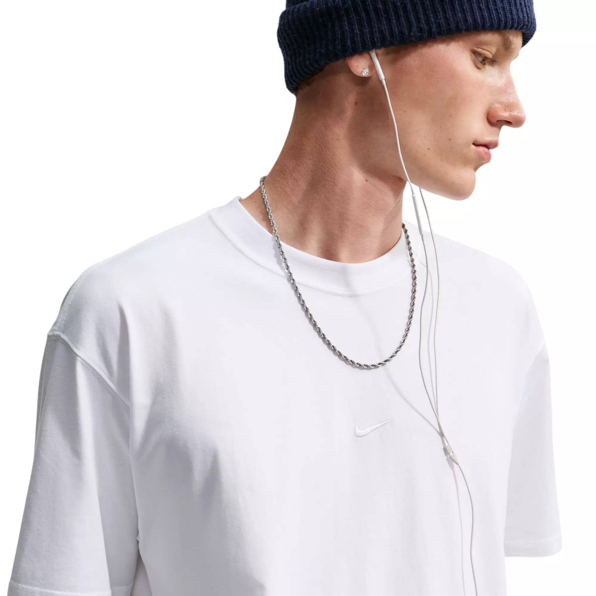 Nike Men's Sportswear Solo Swoosh Tee - White/Black - WHITE/BLACK