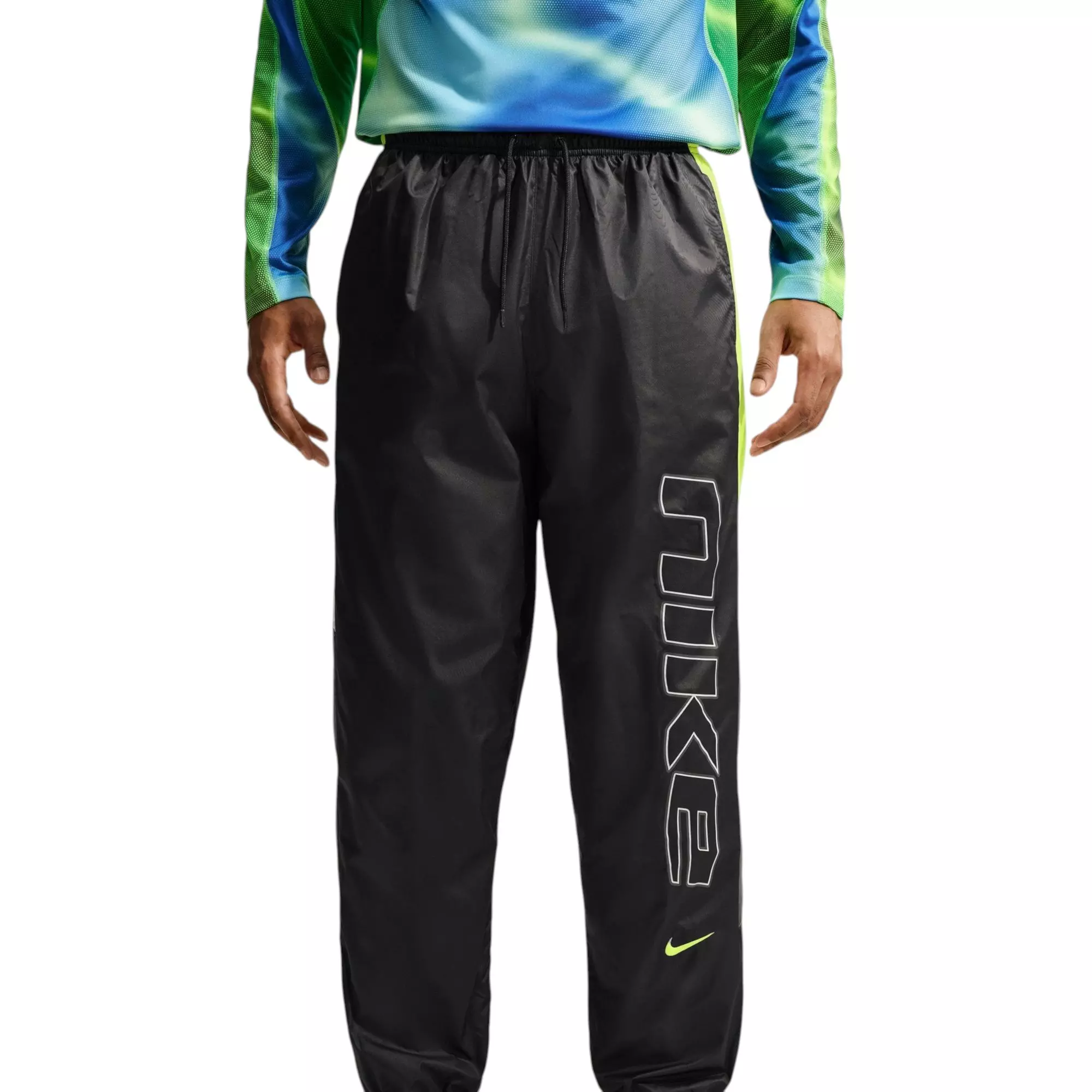 M NIKE WINDRUNNER REMIX PANT-BLACK/CLAY GREEN/VOLT - BLACK/VOLT