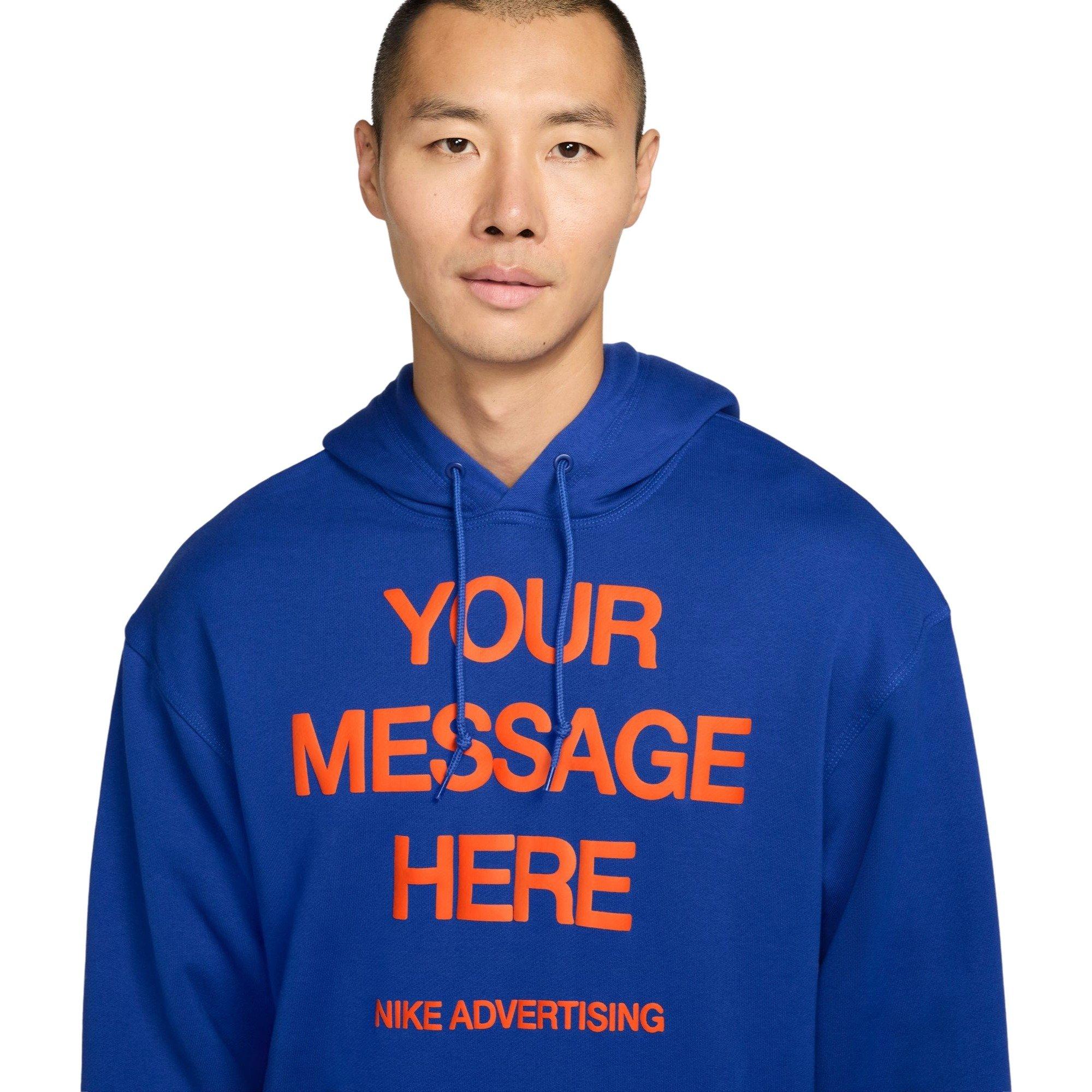 Nike Men's "Your Message Here" Fleece Pullover Hoodie - Royal - ROYAL Thumbnail View 3