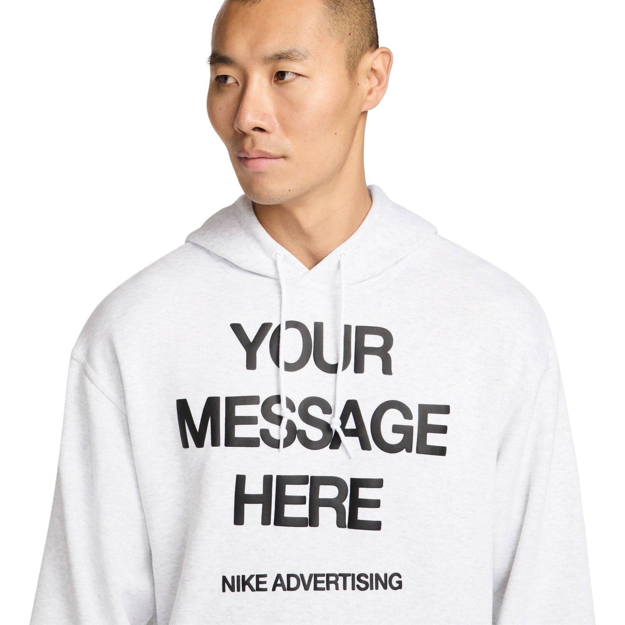 Nike Men's "Your Message Here" Fleece Pullover Hoodie - Grey - GREY