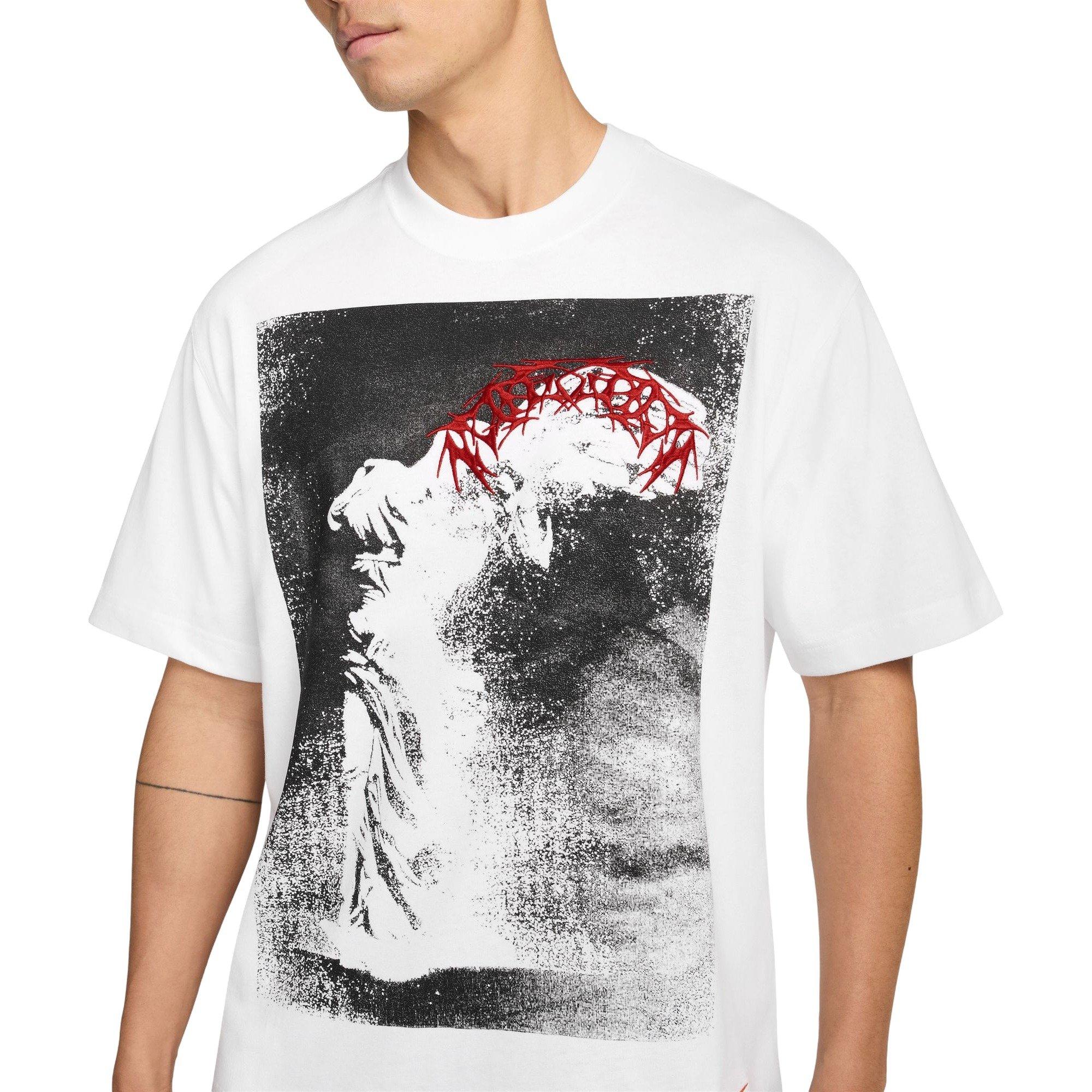Nike Men's Sportswear LSE Dino Print Tee - White/Grey/Red - WHITE Thumbnail View 3