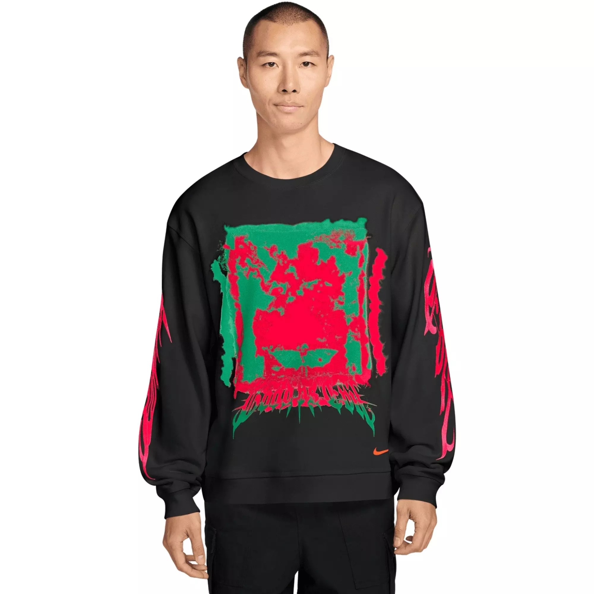 Nike Men's "Your Message Here" Fleece Crew-Neck Sweatshirt - BLACK