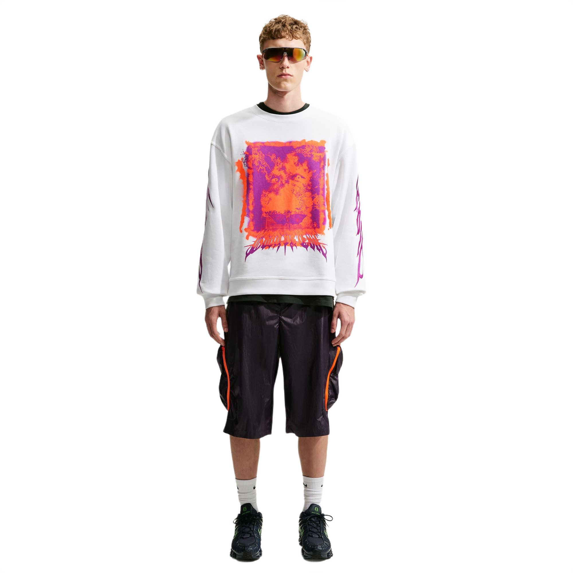 Nike Men's "Your Message Here" Fleece Crew-Neck Sweatshirt - White - WHITE Thumbnail View 1