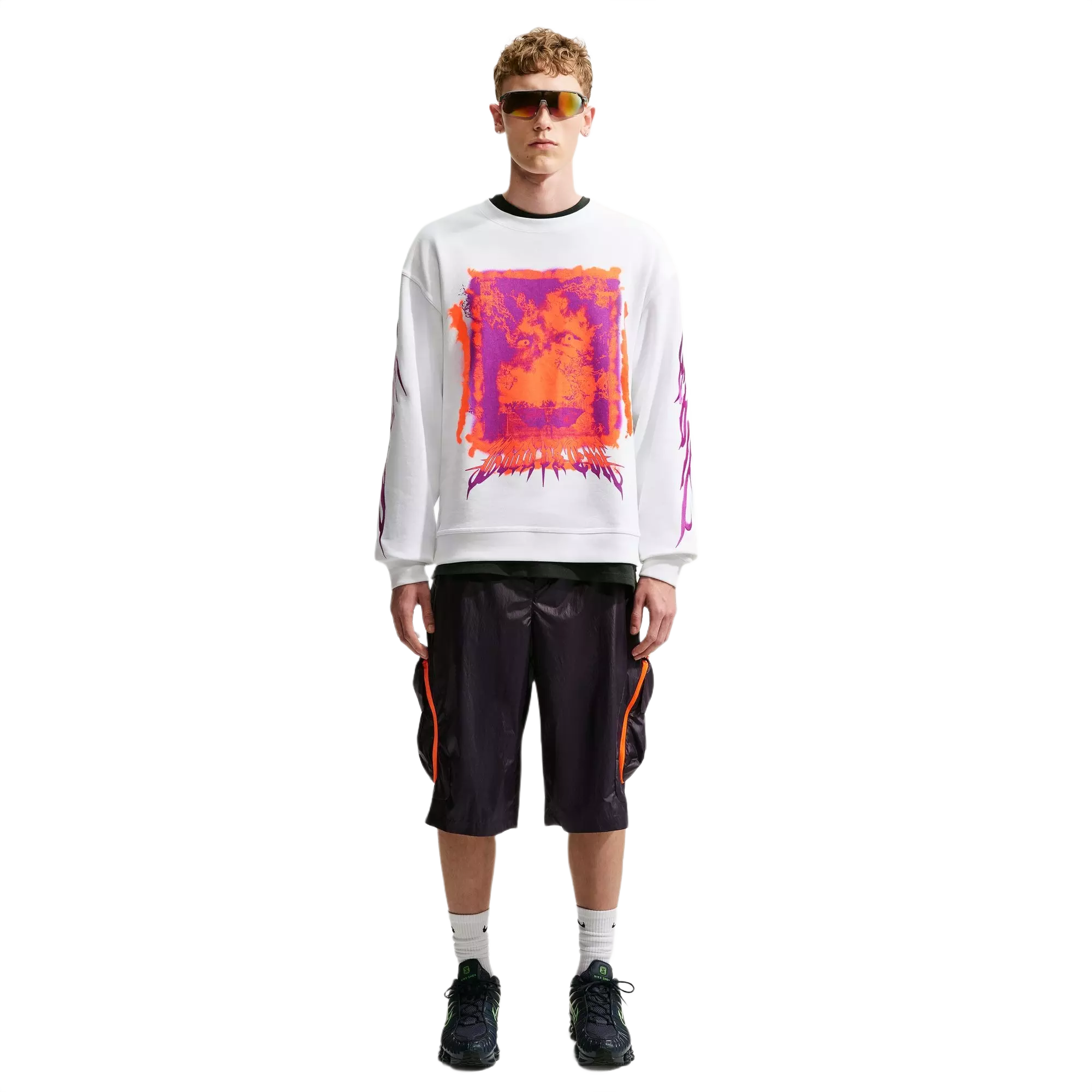 Nike Men's "Your Message Here" Fleece Crew-Neck Sweatshirt - White - WHITE