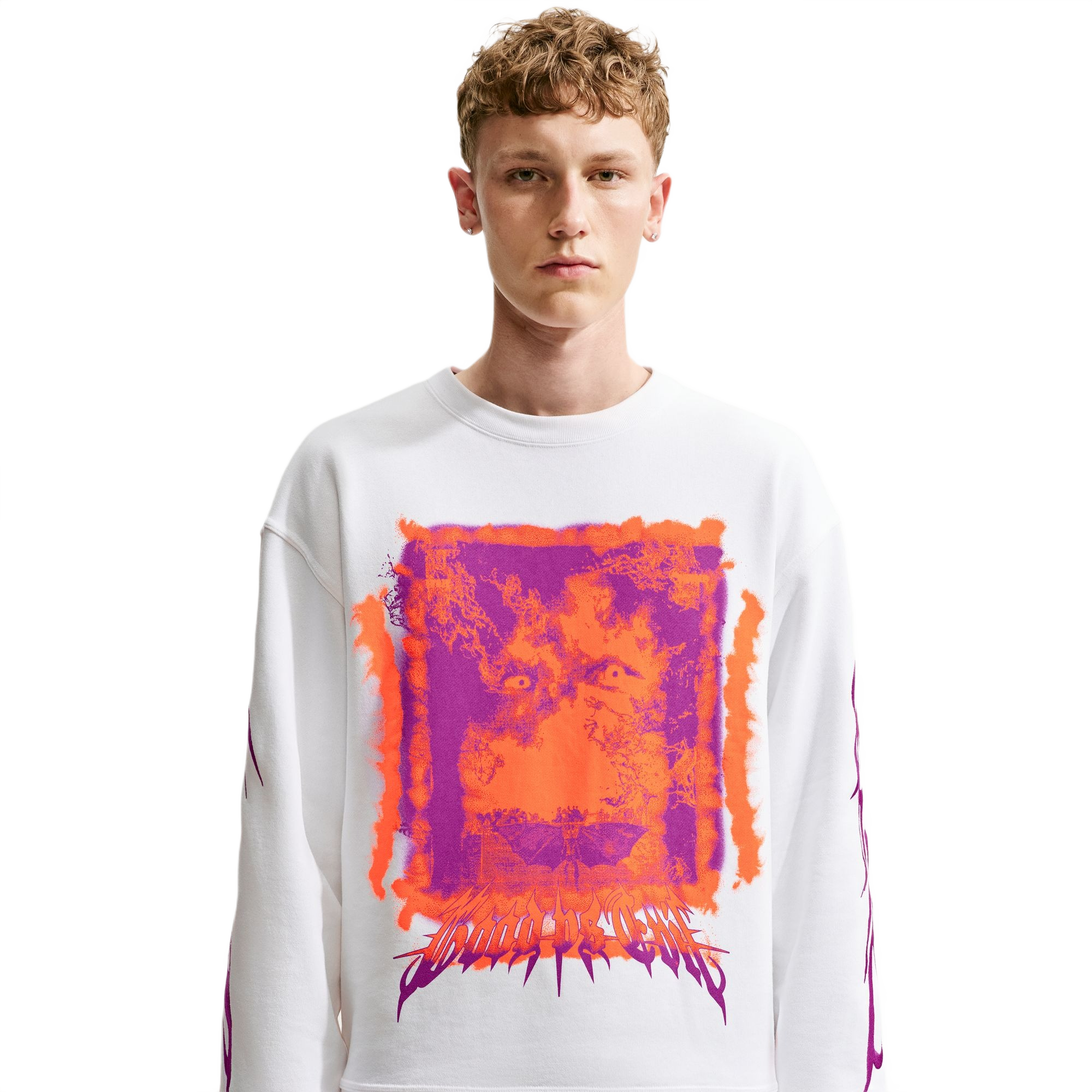 Nike Men's "Your Message Here" Fleece Crew-Neck Sweatshirt - White - WHITE Thumbnail View 3
