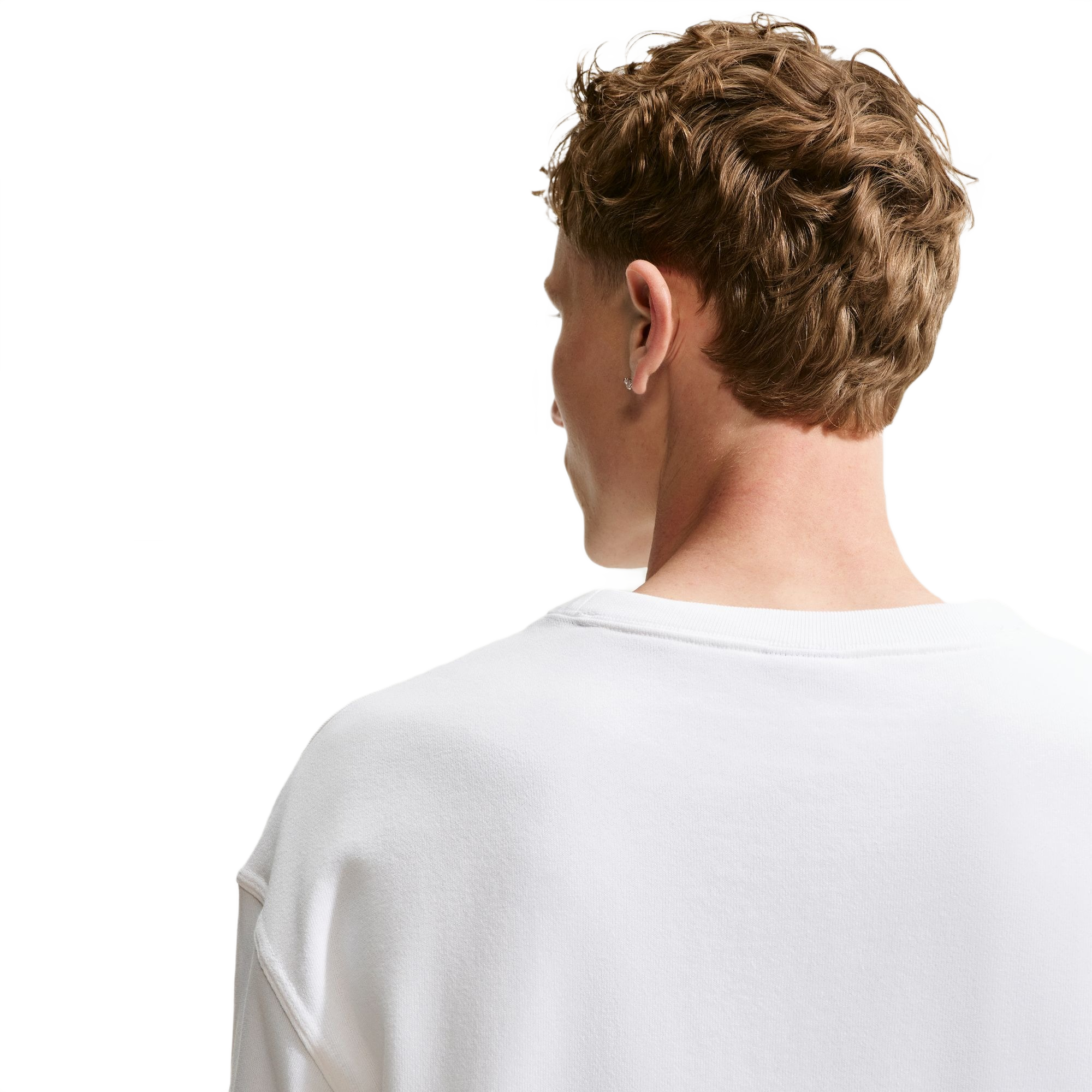 Nike Men's "Your Message Here" Fleece Crew-Neck Sweatshirt - White - WHITE Thumbnail View 4
