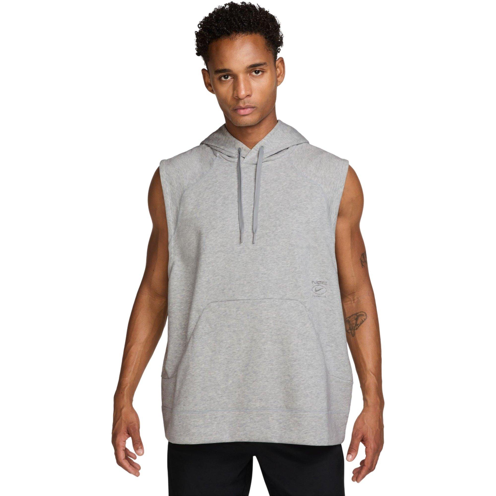 Nike Men's NAC Dri-FIT Sleeveless Fleece Hoodie - GREY Thumbnail View 1