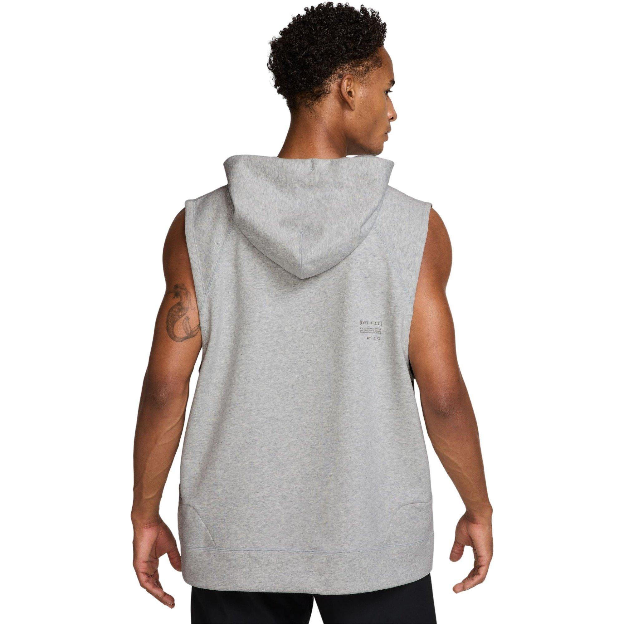 Nike Men's NAC Dri-FIT Sleeveless Fleece Hoodie - GREY Thumbnail View 2