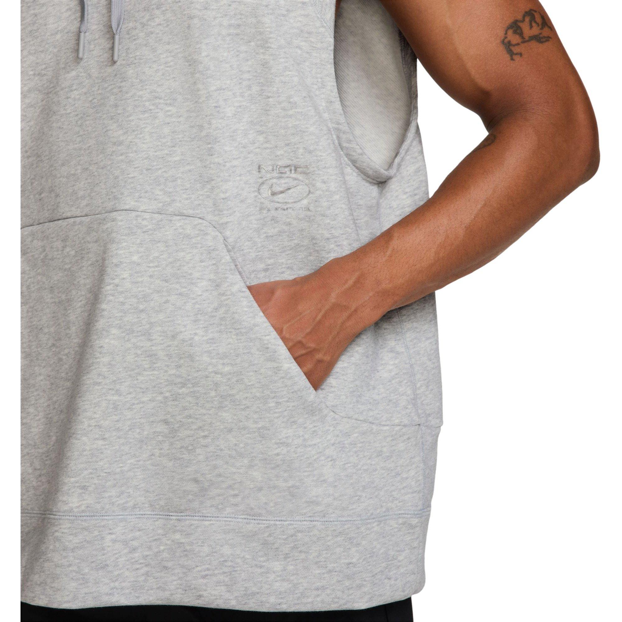 Nike Men's NAC Dri-FIT Sleeveless Fleece Hoodie - GREY Thumbnail View 3