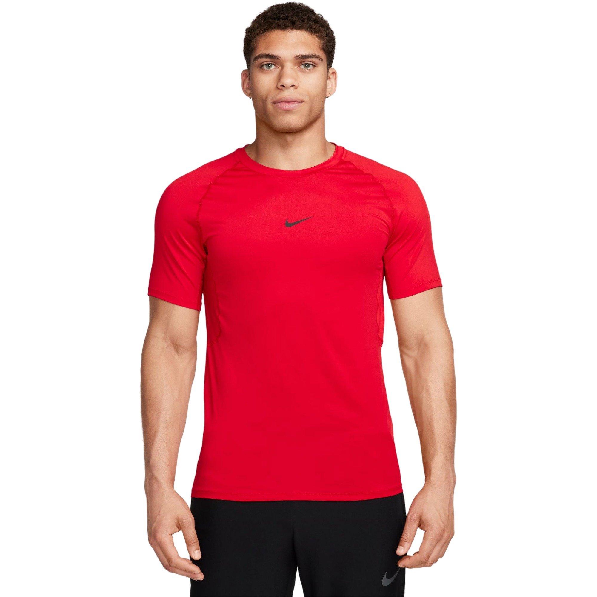Nike Men's Pro Dri-FIT Slim Short-Sleeve Top - Red - RED Thumbnail View 1