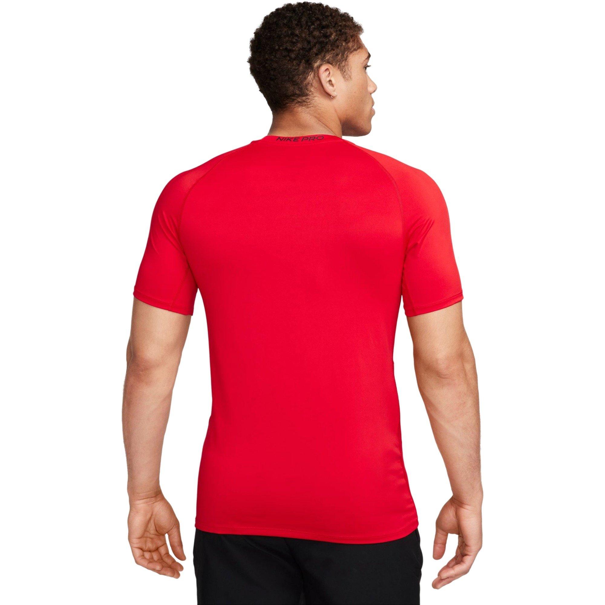 Nike Men's Pro Dri-FIT Slim Short-Sleeve Top - Red - RED Thumbnail View 2