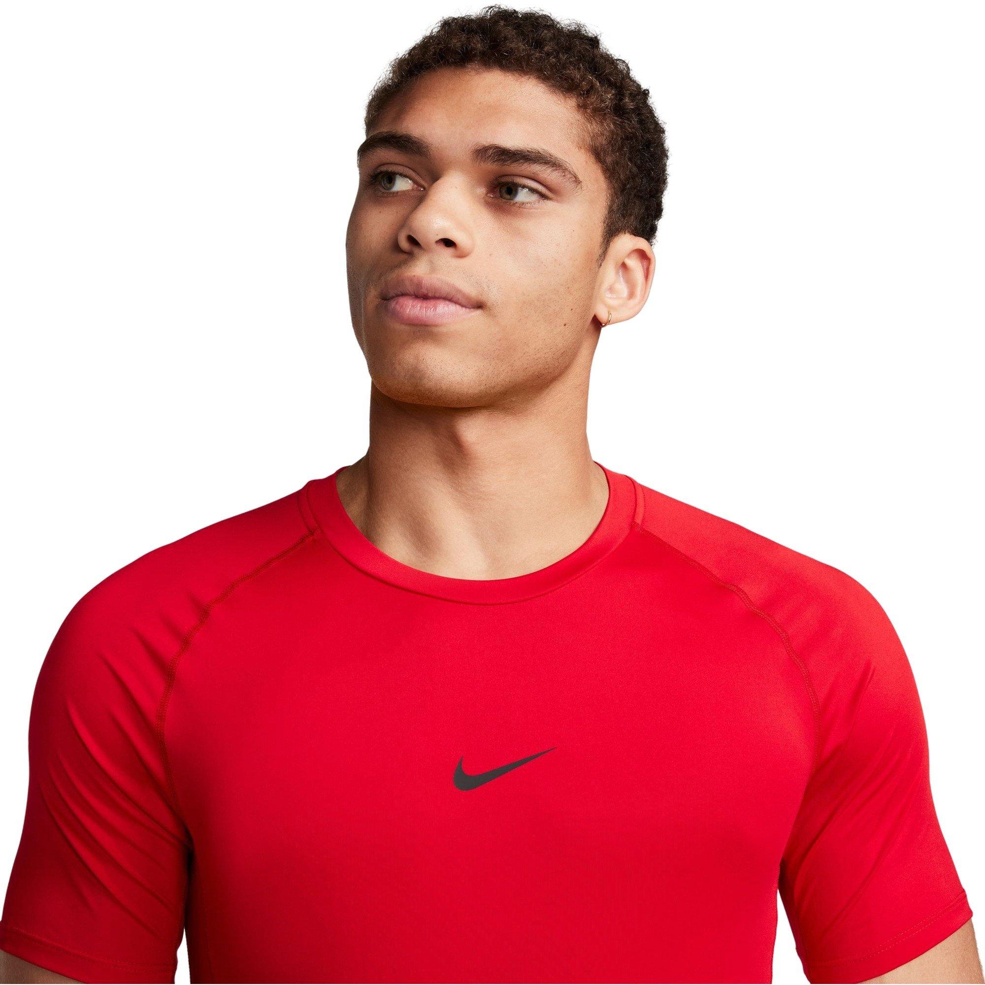 Nike Men's Pro Dri-FIT Slim Short-Sleeve Top - Red - RED Thumbnail View 3