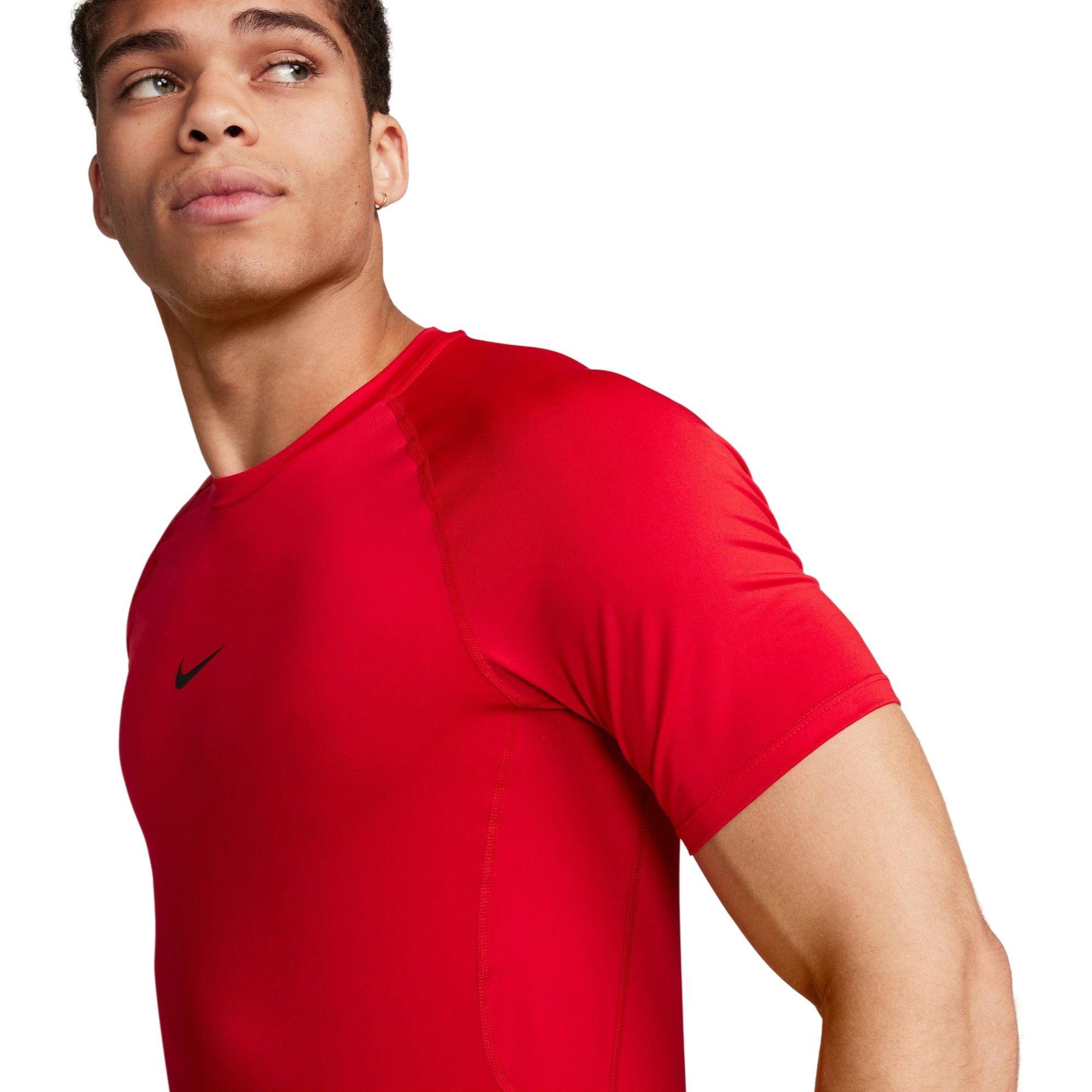 Nike Men's Pro Dri-FIT Slim Short-Sleeve Top - Red - RED Thumbnail View 4