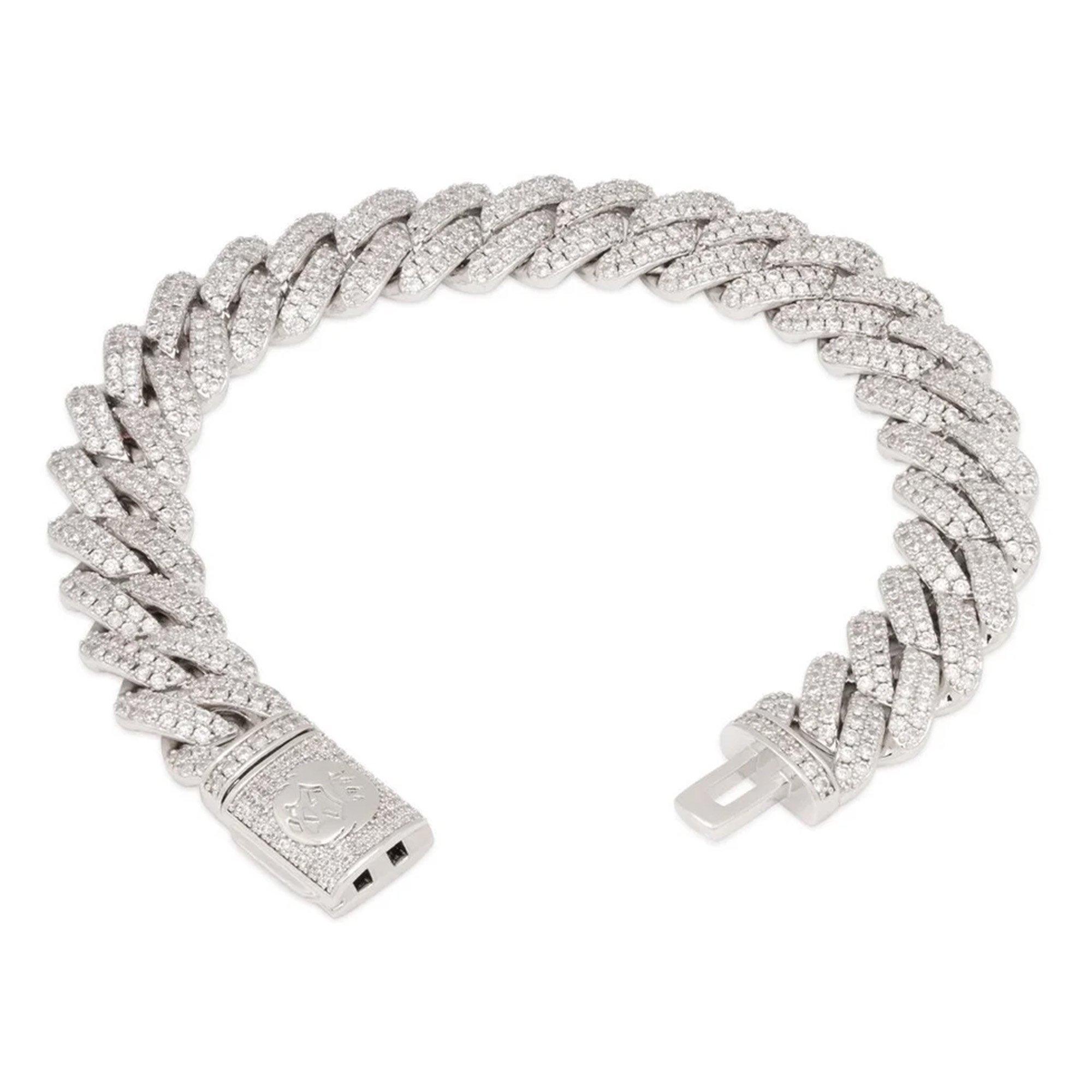 King Ice 12mm Ice Out Miami Cuban Link Bracelet - Silver - SILVER