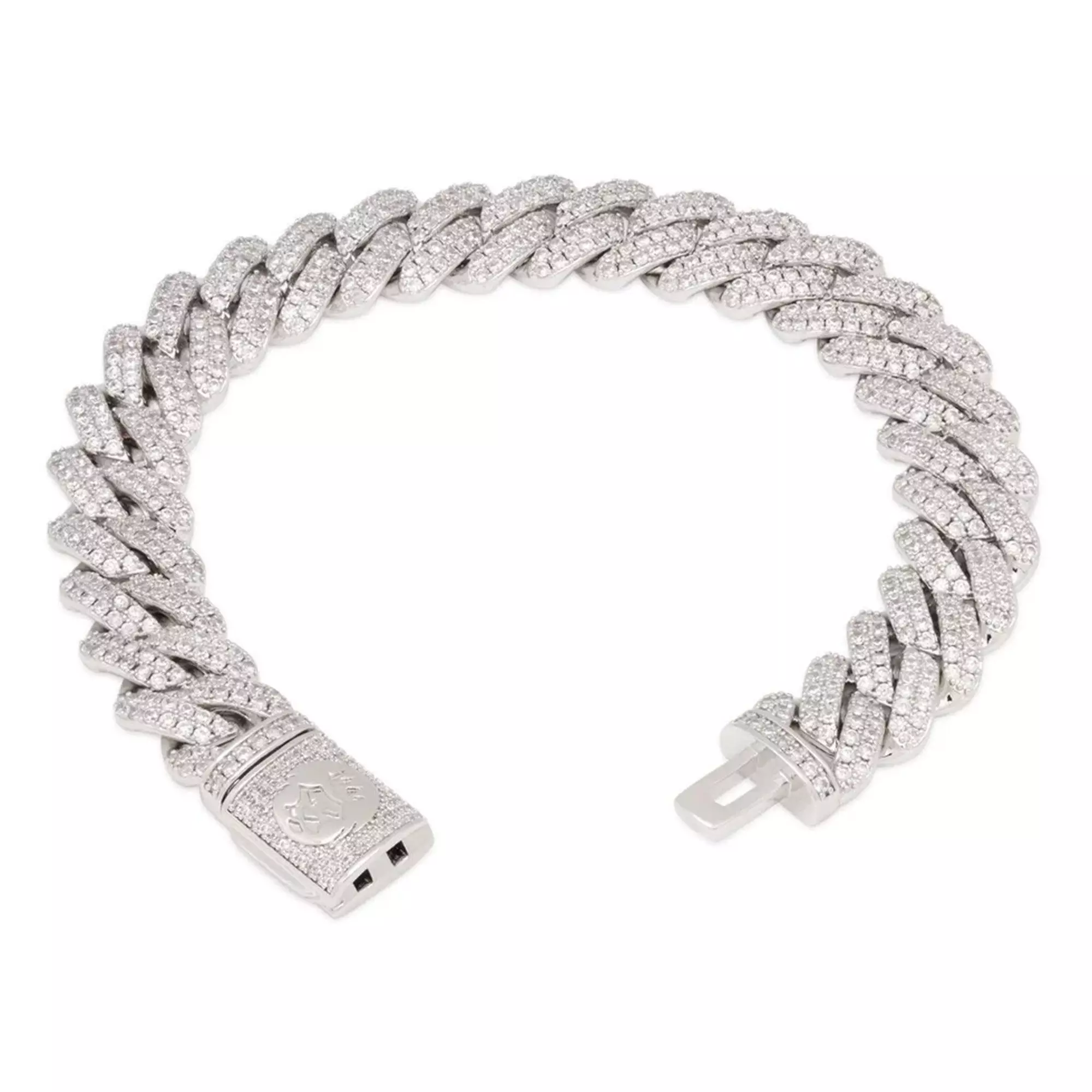 King Ice 12mm Ice Out Miami Cuban Link Bracelet - Silver - SILVER