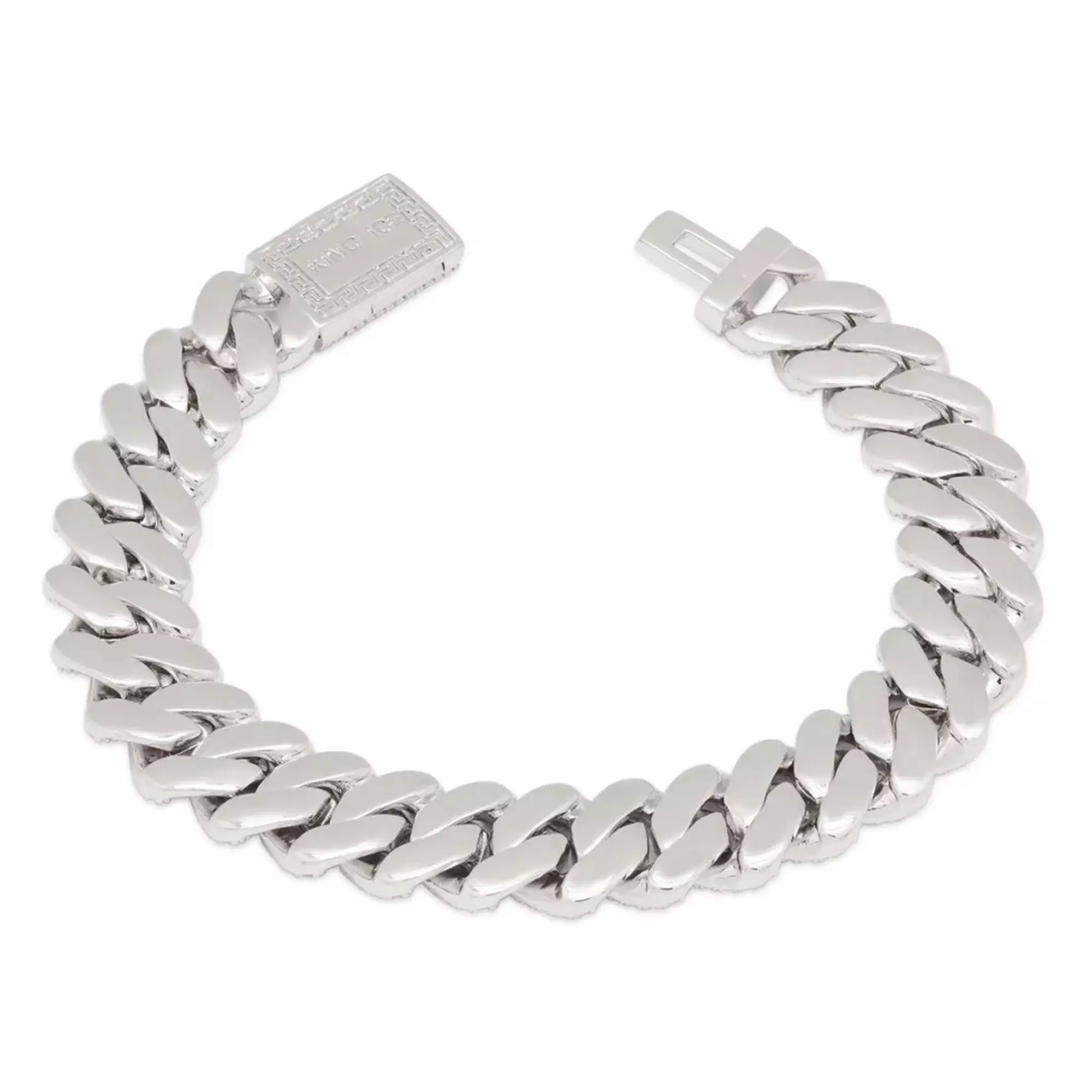 King Ice 12mm Ice Out Miami Cuban Link Bracelet - Silver - SILVER
