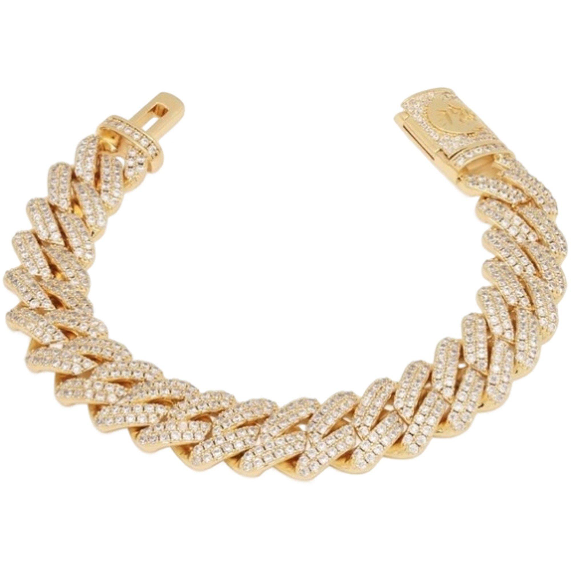 King Ice Iced Diamond Cut Miami Cuban 12mm Braclet - GOLD Thumbnail View 1