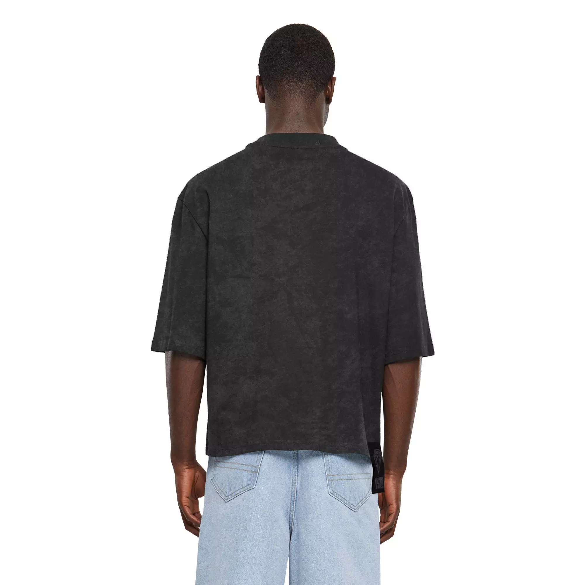 Upscale Men's Acid Washed Box Crop Tee - Black - BLACK
