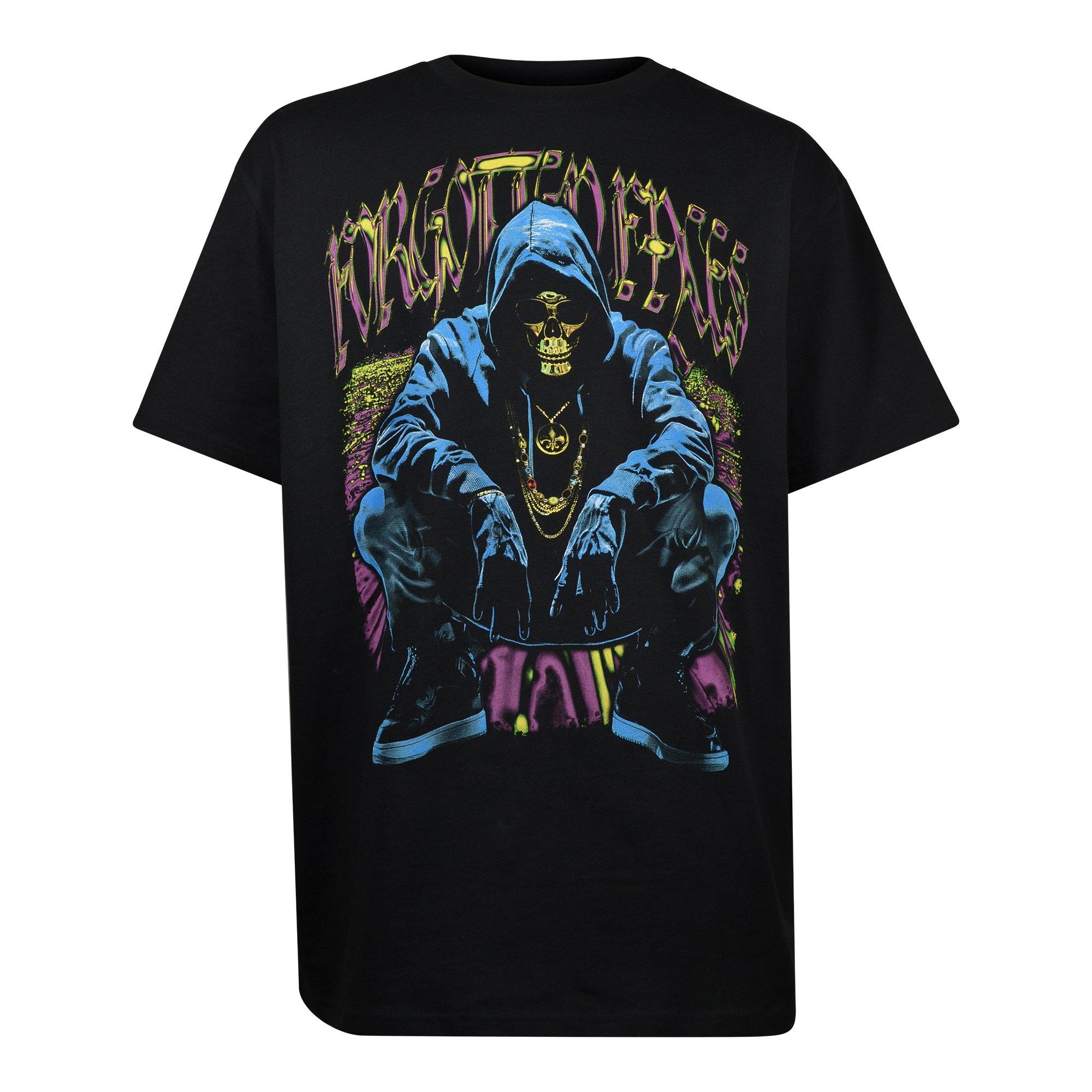 Forgotten Faces Men's Mardi Gras Hooded Skull Tee - Black - BLACK Thumbnail View 1