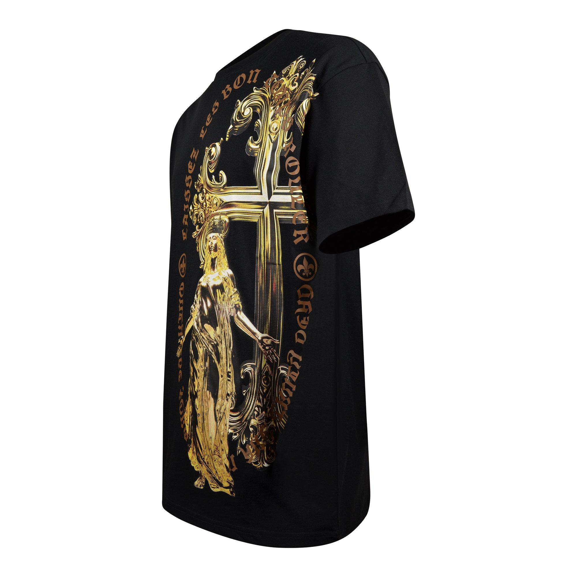 Forgotten Faces Men's Gold Ornate Cross Tee - Black - BLACK Thumbnail View 3
