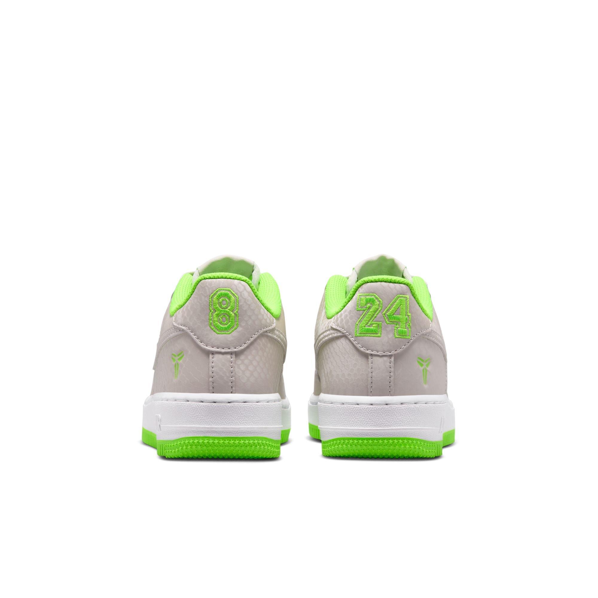 Nike Kobe Air Force 1 Low "Vast Grey" Grade School Kids' Shoe - VAST GREY/ELECTRIC GREEN/WHITE Thumbnail View 10