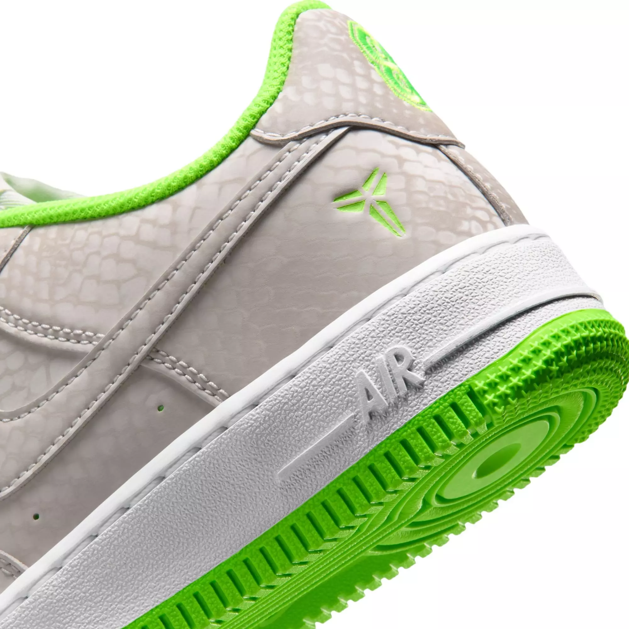 Nike Kobe Air Force 1 Low "Vast Grey" Grade School Kids' Shoe - VAST GREY/ELECTRIC GREEN/WHITE