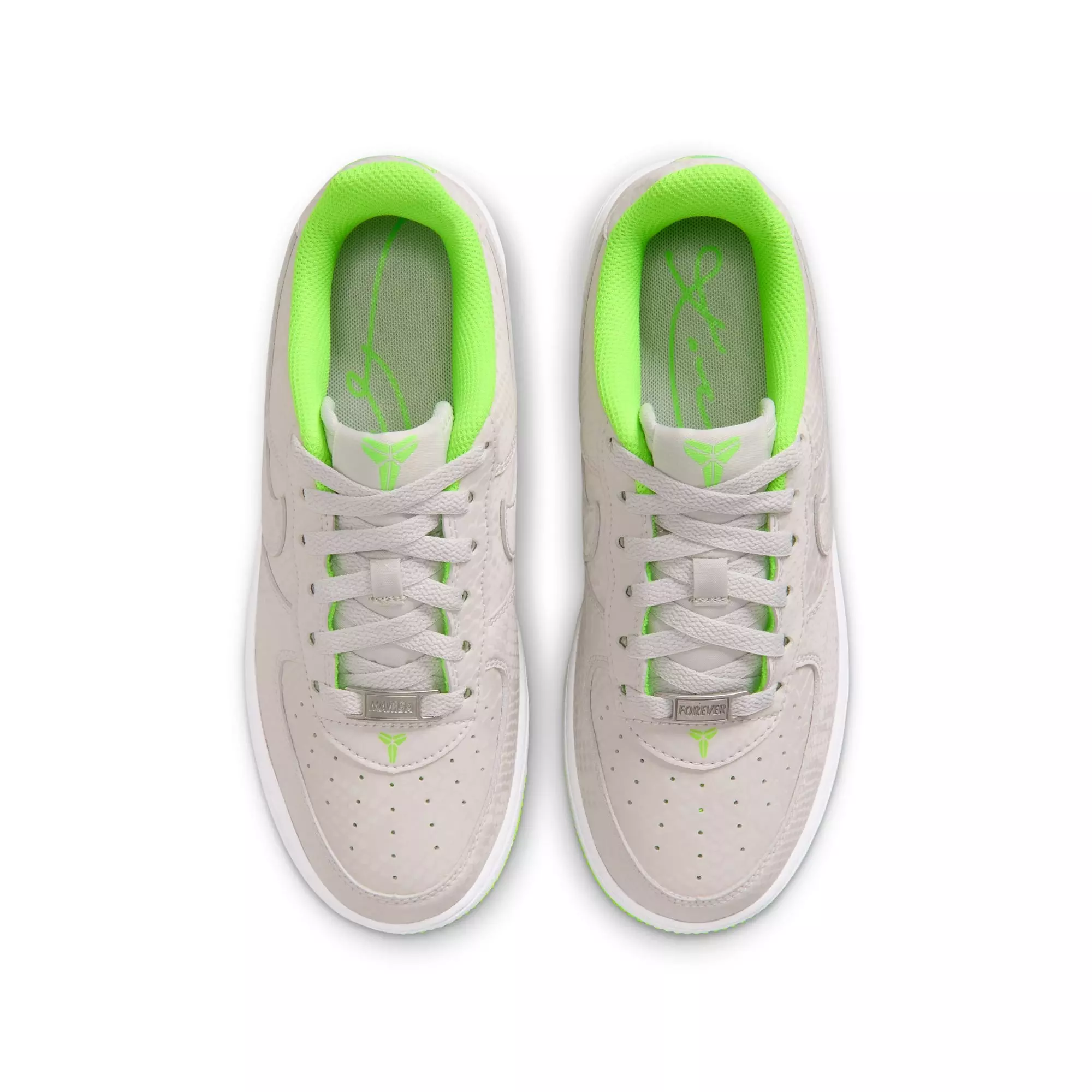 Nike Kobe Air Force 1 Low "Vast Grey" Grade School Kids' Shoe - VAST GREY/ELECTRIC GREEN/WHITE