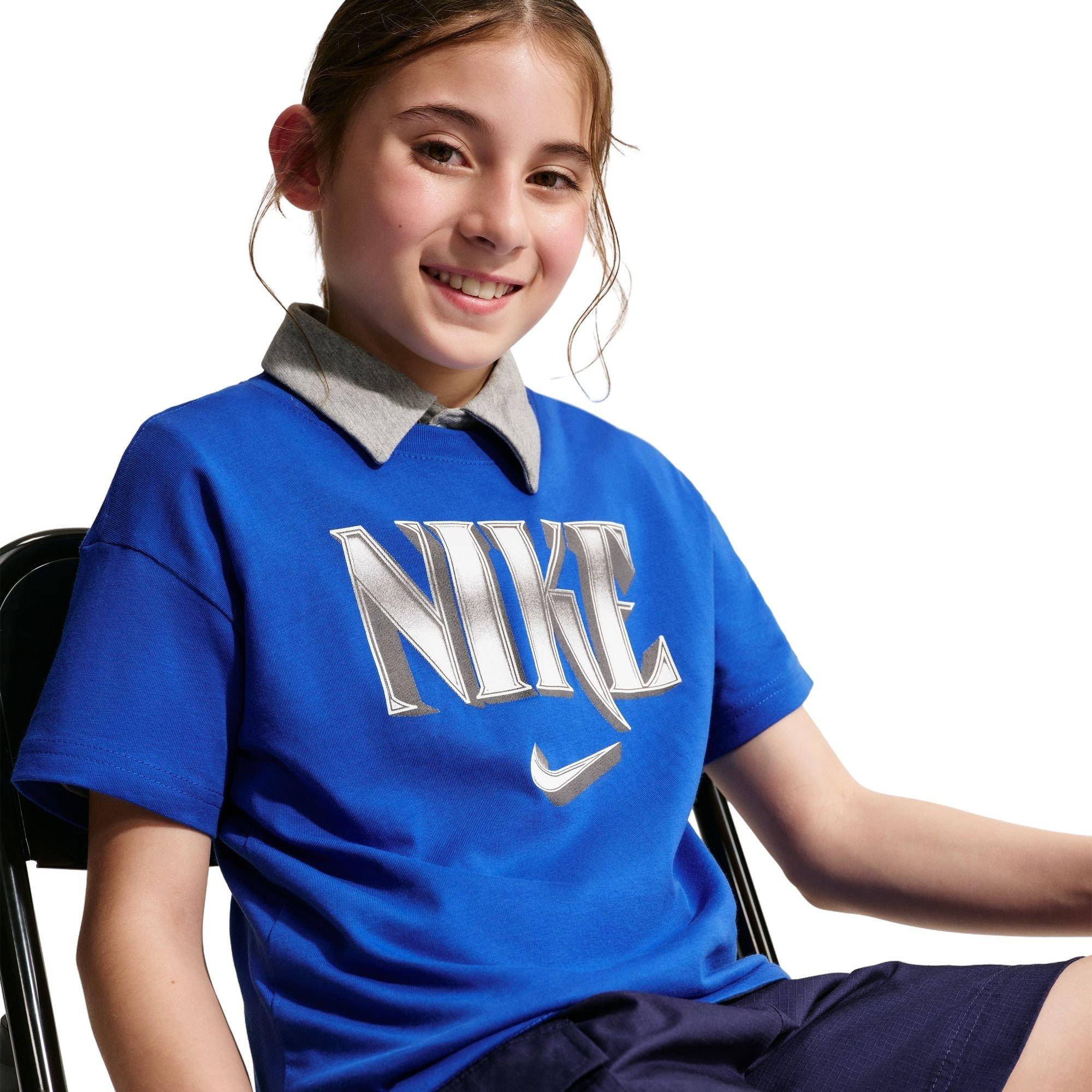 Nike Big Kids' Sportswear Logo Tee - Game Royal - BLUE Thumbnail View 5