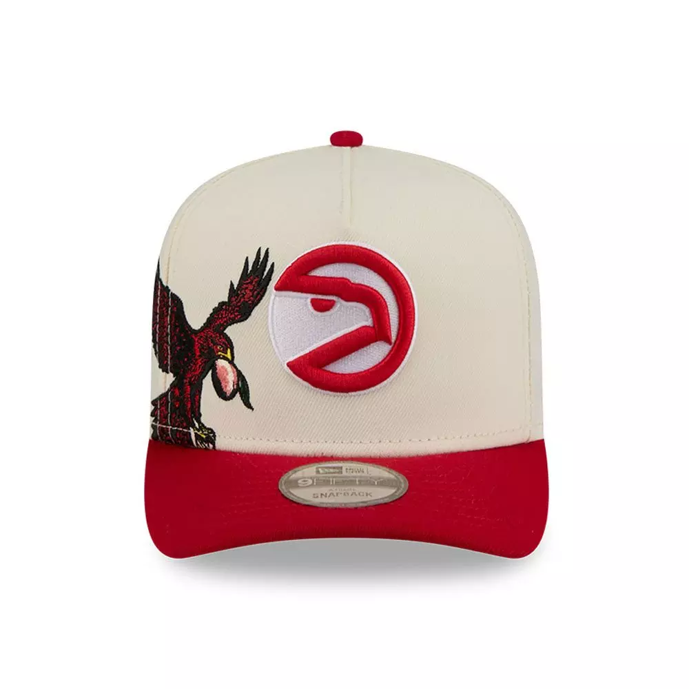 New Era Atlanta Hawks 9FIFTY A-Frame Hardwood Classic Snapback Hat - Cream/Red - CREAM