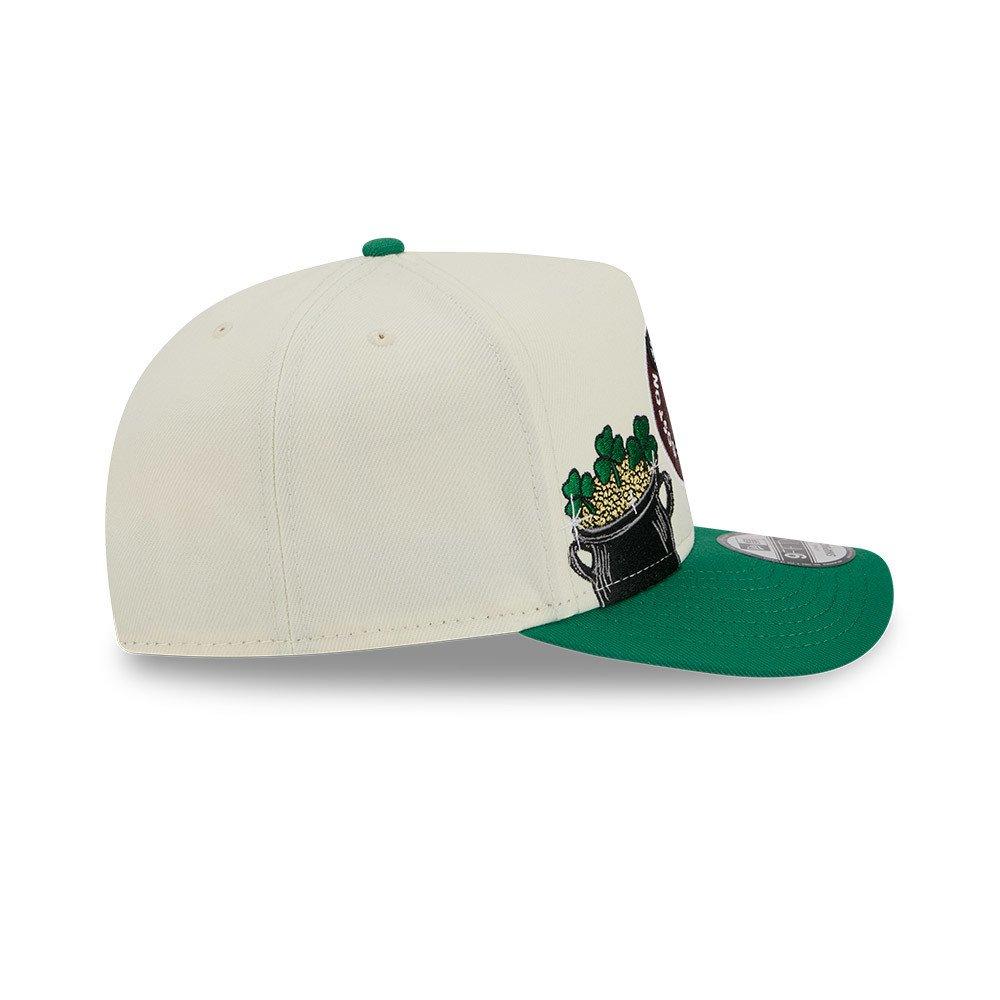 New Era Boston Celtics 9FIFTY A-Frame Hardwood Classic Snapback Hat - Cream/Green - CREAM Thumbnail View 6
