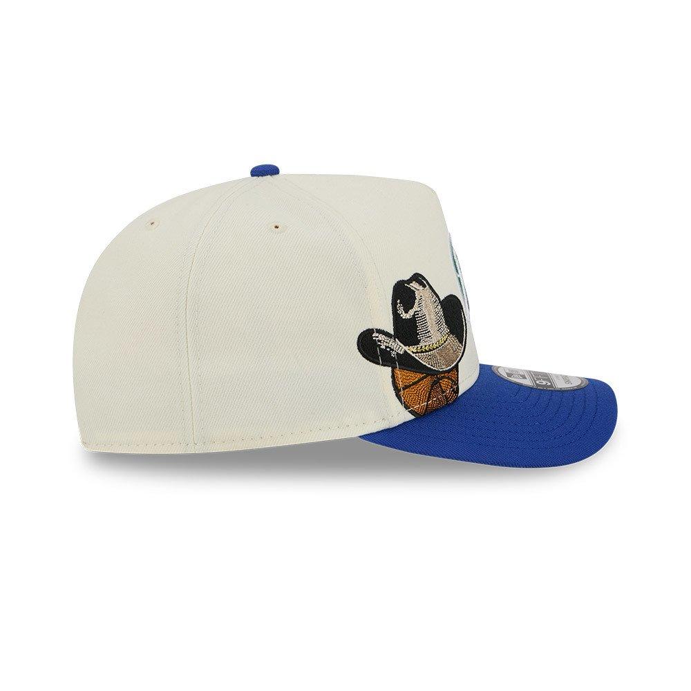 New Era Dallas Mavericks 9FIFTY A-Frame Hardwood Classic Snapback Hat - Cream/Royal - CREAM Thumbnail View 6