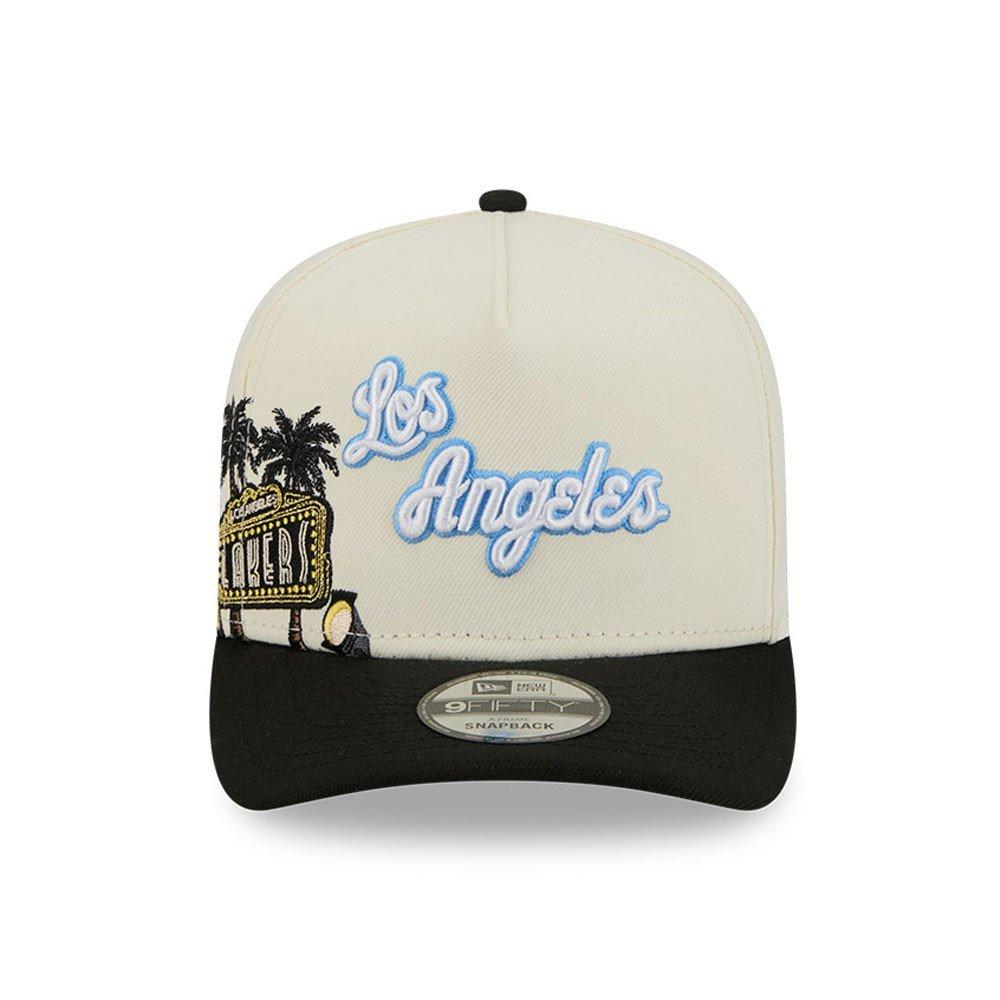 New Era Los Angeles Lakers 9FIFTY A-Frame Hardwood Classic Snapback Hat - Cream/Black - CREAM Thumbnail View 3