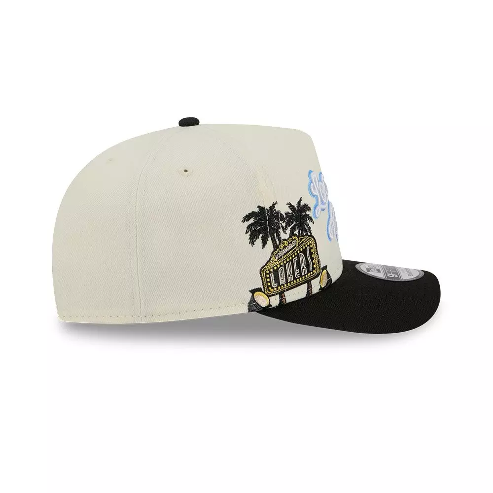 New Era Los Angeles Lakers 9FIFTY A-Frame Hardwood Classic Snapback Hat - Cream/Black - CREAM