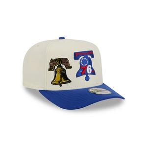New Era Philadelphia 78ers 9FIFTY A-Frame Hardwood Classic Snapback Hat-Cream/Royal