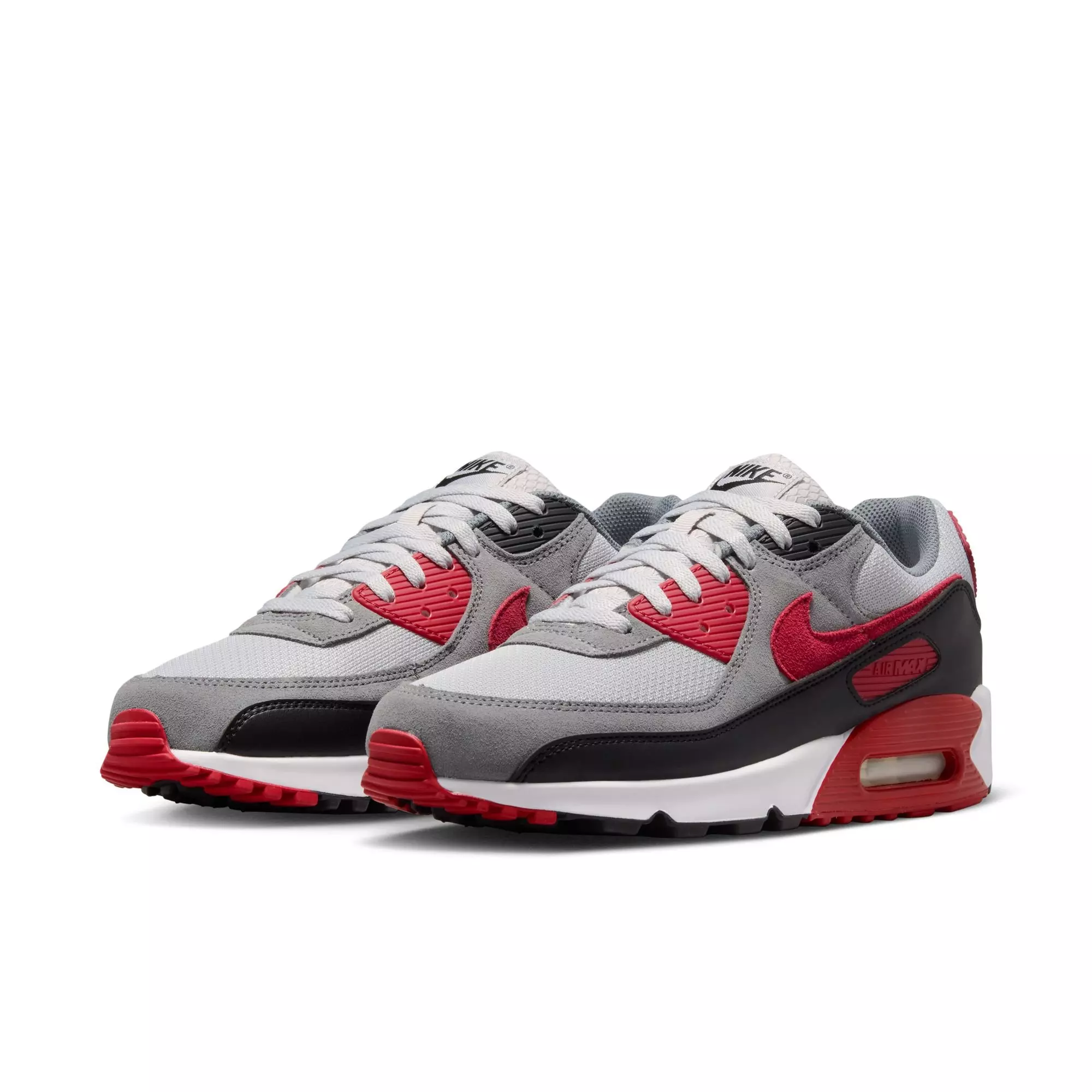 Nike Air Max 90 "Grey Fog/Tough Red/Smoke Grey/Black" Men's Shoe - GREY/RED/BLACK
