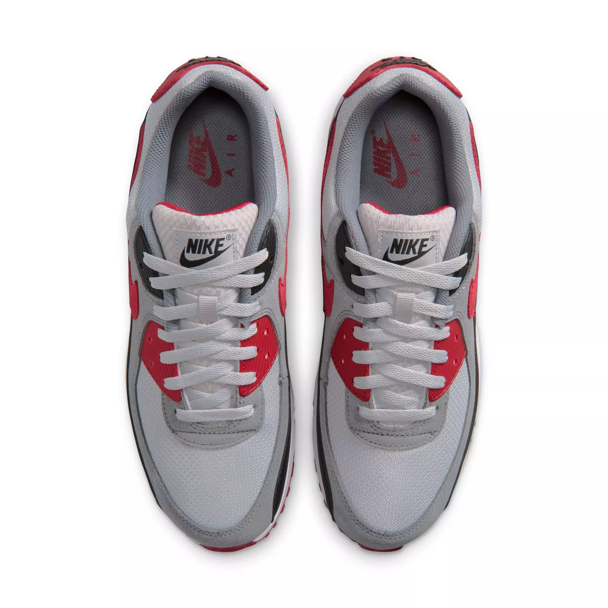 Nike Air Max 90 "Grey Fog/Tough Red/Smoke Grey/Black" Men's Shoe - GREY/RED/BLACK