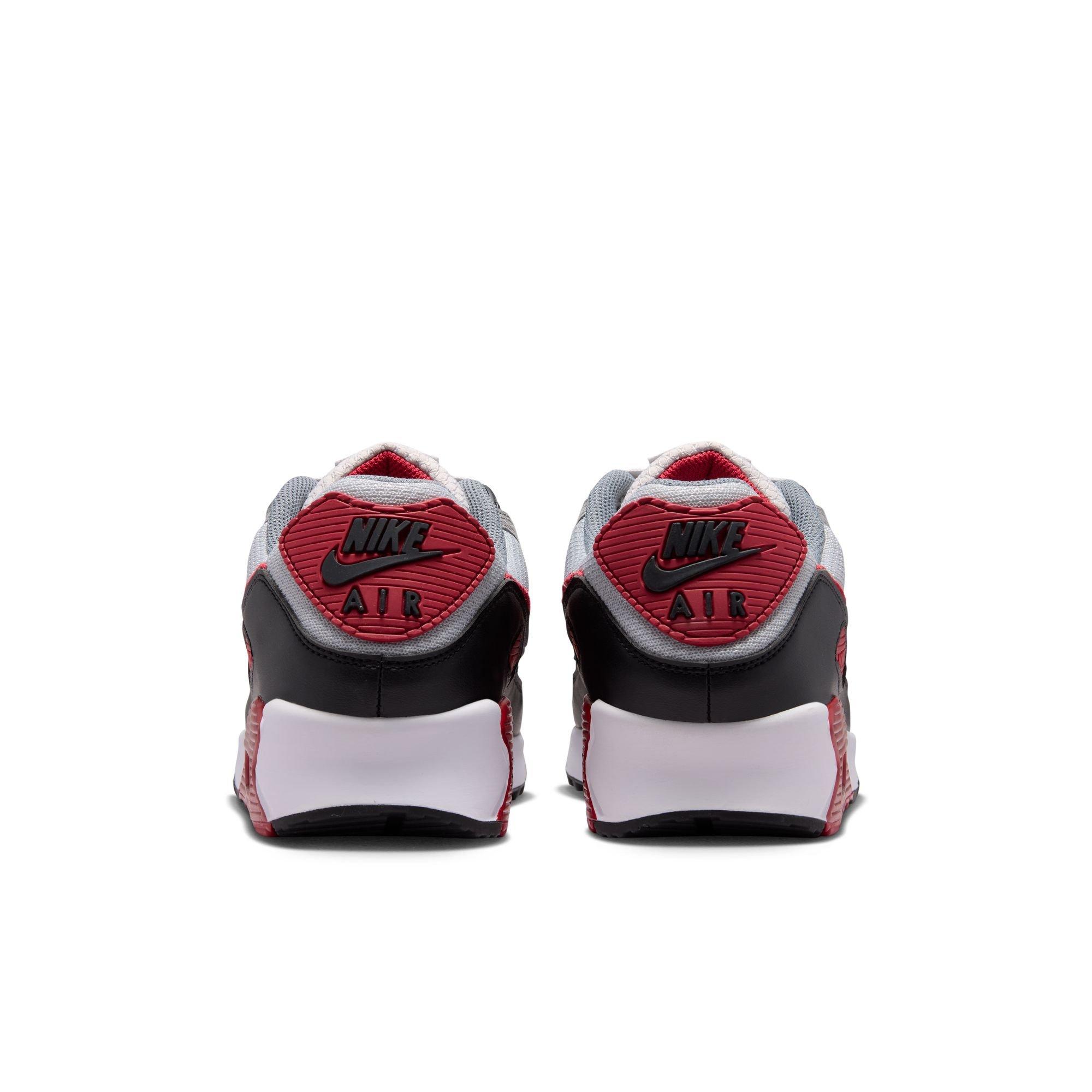 Nike Air Max 90 "Grey Fog/Tough Red/Smoke Grey/Black" Men's Shoe - GREY/RED/BLACK