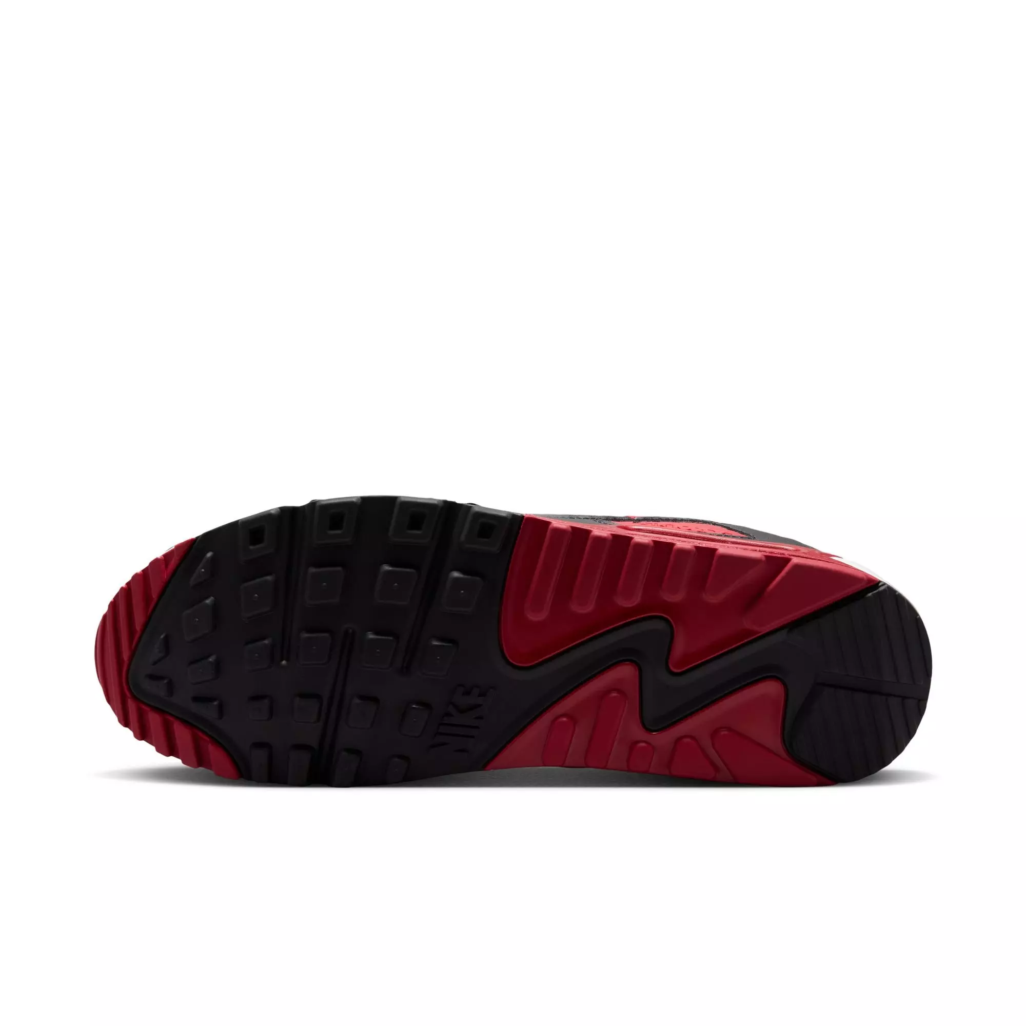 Nike Air Max 90 "Grey Fog/Tough Red/Smoke Grey/Black" Men's Shoe - GREY/RED/BLACK